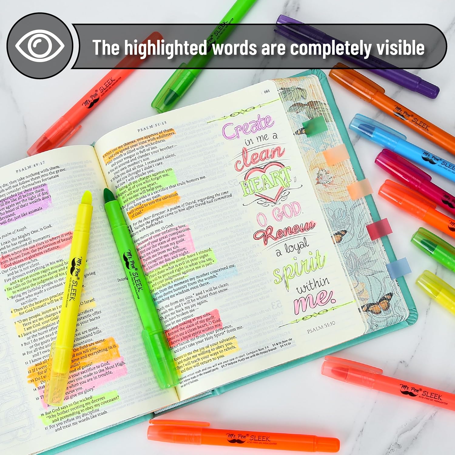 Mr. Pen- No Bleed Gel Highlighters, Vibrant Colors, 20 Pack, Bible Highlighters and Pens No Bleed, Bible Markers for Study, Journaling, School Supplies and Accessories - Image 6