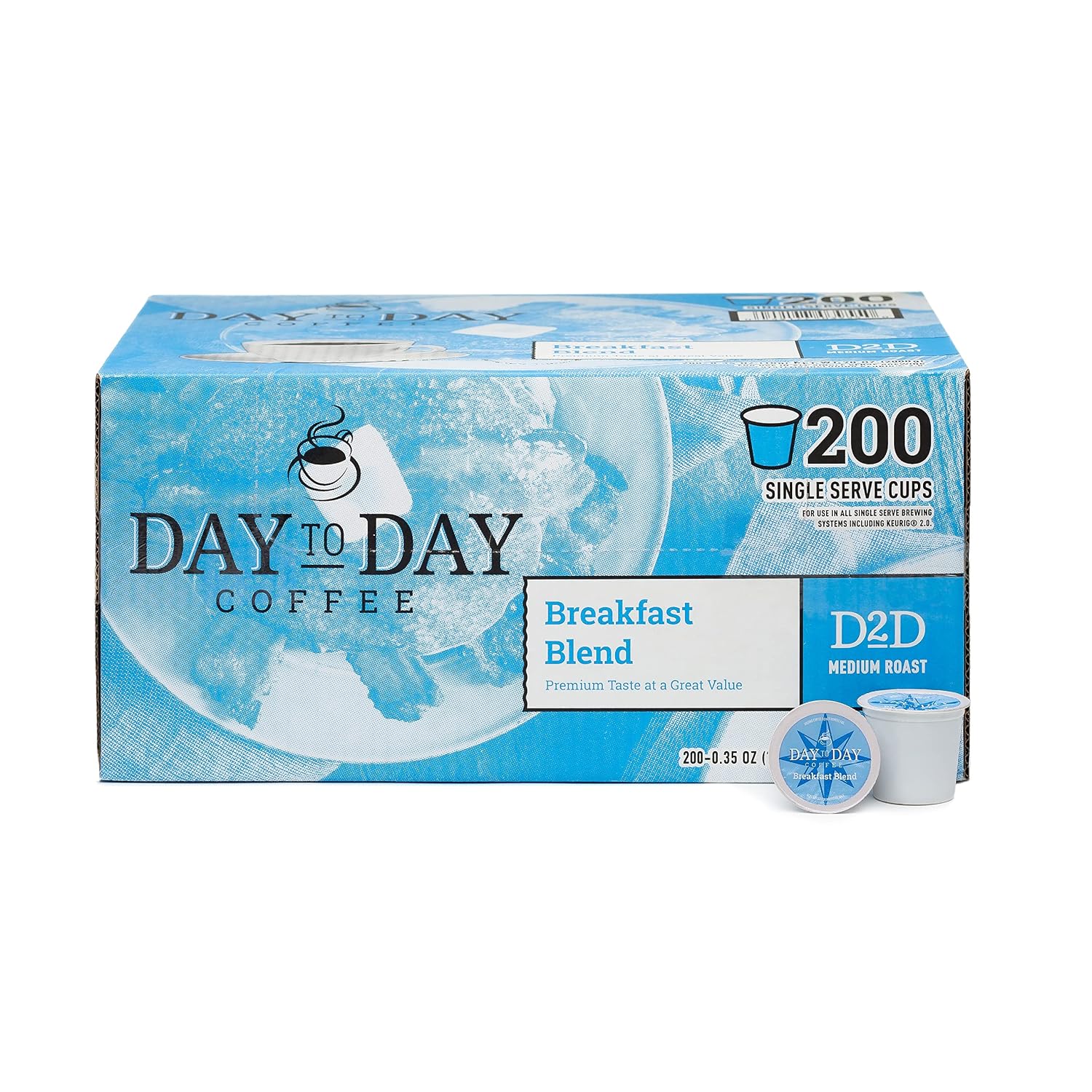 Day To Day Coffee Breakfast Blend Medium Roast Coffee Pods, 200 Count Bulk Pack, Compatible with Keurig K-Cup Brewers, Perfect Wake-Up Coffee - Image 2