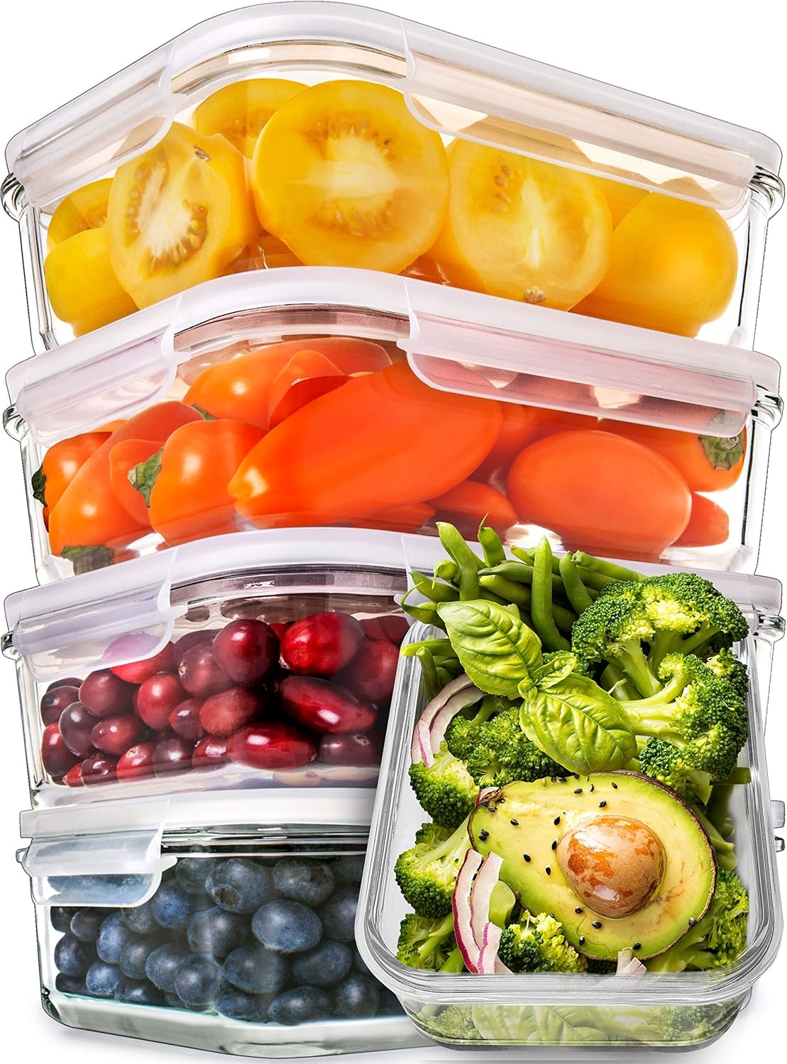 PrepNaturals 5 Pack 30 Oz Glass Meal Prep Containers - Dishwasher Microwave Freezer Oven Safe - Glass Storage Containers with Lids (Multi-Compartment) - Image 2