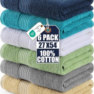 Utopia Towels 6 Pack Bath Towels Set, (27 x 54 Inches) 100% Ring Spun Cotton, Quick Dry, Highly Absorbent, Soft Feel Towels