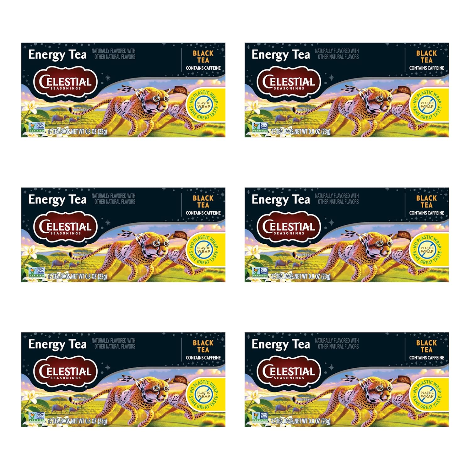 Celestial Seasonings Energy Black Tea, Caffeinated, 12 Tea Bags Box (Pack of 6) - Image 2