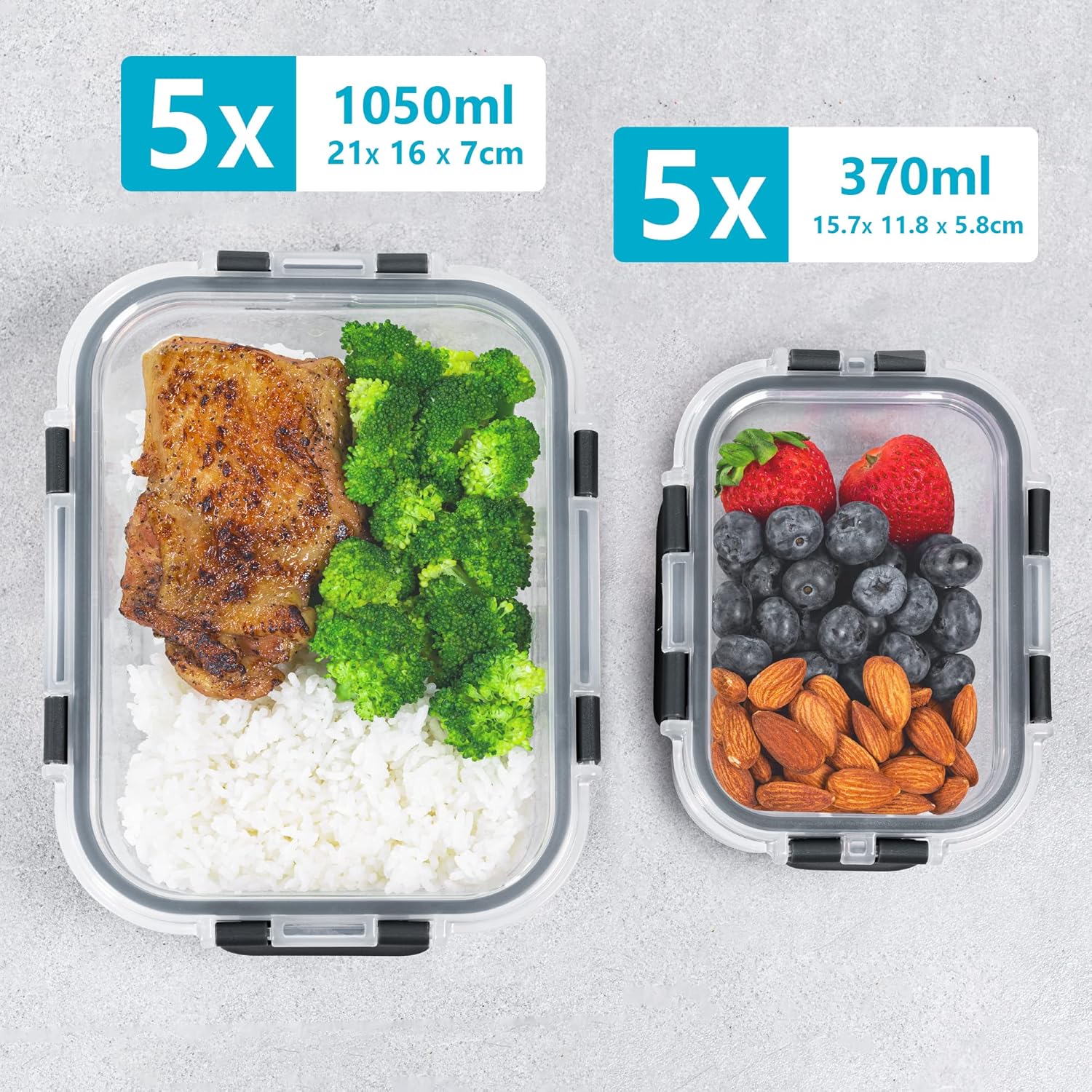 Igluu Meal Prep Glass Containers with Lids (10 Pack) – Airtight & BPA-Free – Oven, Microwave, Freezer & Dishwasher Safe – 12.5oz/35.5oz – Durable Borosilicate Glass - Image 5
