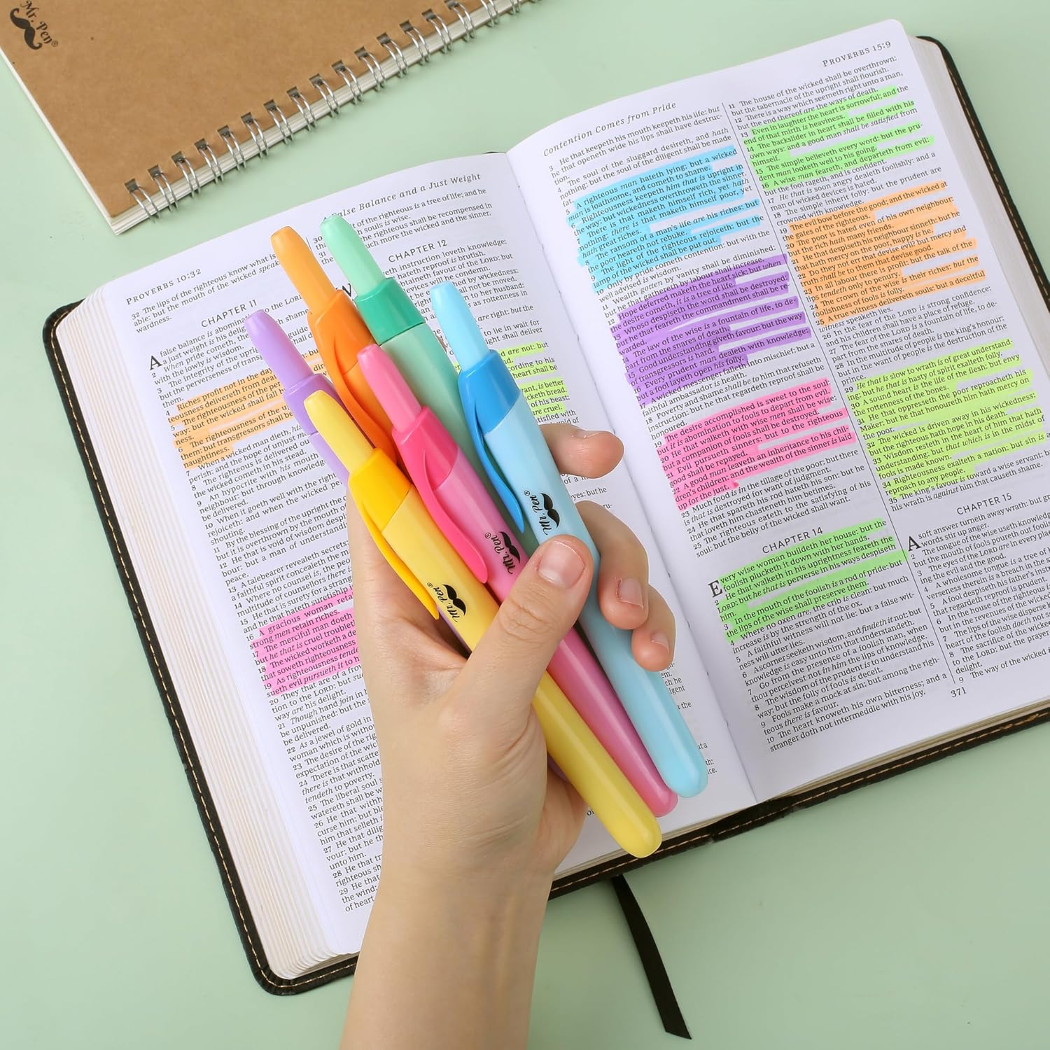 Mr. Pen- Retractable Highlighters, 6 Pack, Bright Colors, Chisel Tip Highlighter Marker Set, Click Highlighter Markers for Classroom, Journaling, Study Supplies, No Bleed On Standard Pages - Image 7