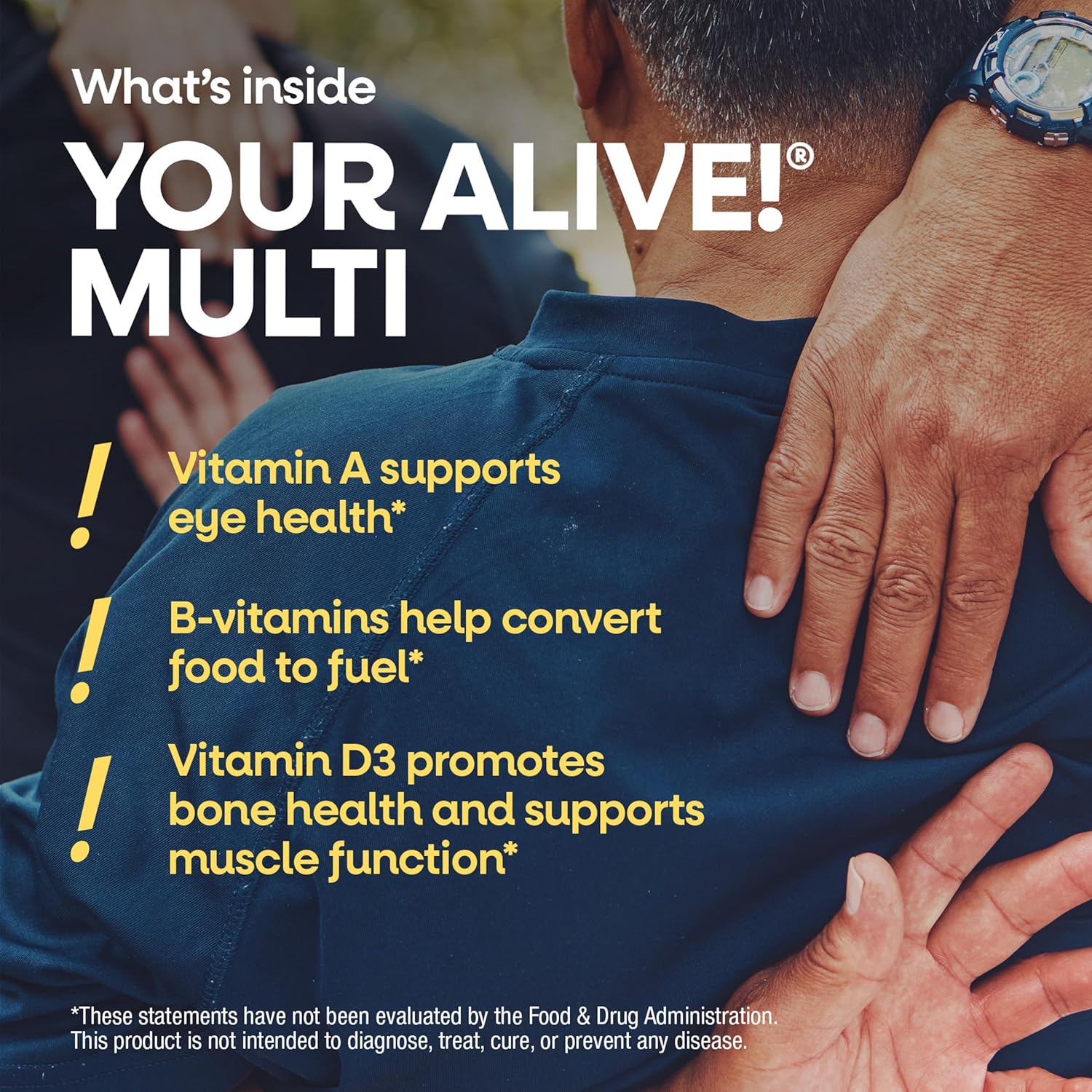 Nature's Way Alive! Men’s 50 Plus Premium Gummy Multivitamin, Supports Healthy Heart, Brain & Muscle Function with High Potency B-Vitamins, Vitamin A, C, D3, & Selenium*, Fruit Flavored, 75 Gummies - Image 5