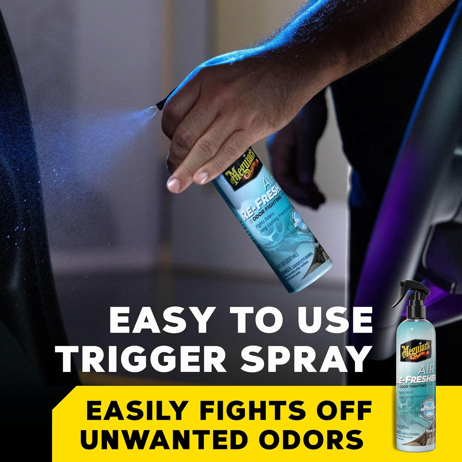 Meguiar’s Air Re-Fresher Odor Fighting Spray - New Car Scent - Convenient Car Air Freshener that Instantly Fights Odors and Leaves Behind a Long-Lasting New Car Scent, 8 Oz Trigger Spray - Image 3