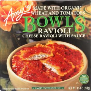 Amy’s Frozen Meals, Pasta Bowl, Cheese Ravioli with Tomato Sauce, 9.5 oz.