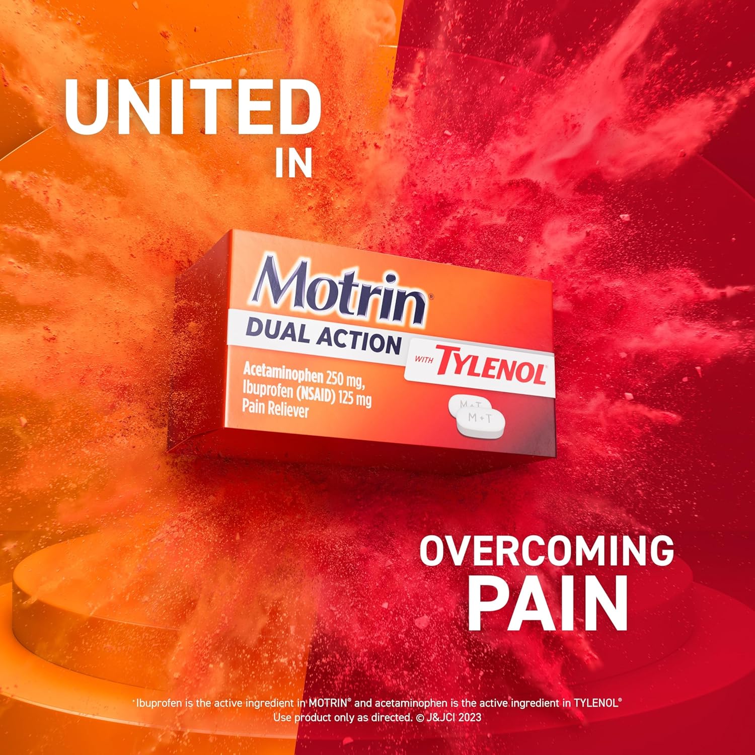Motrin Dual Action with Tylenol, Ibuprofen & Acetaminophen Fast-Acting, Long Lasting Pain Reliever for Minor Aches & Pains, Ibuprofen (NSAID) 125 mg & Acetaminophen 250 mg, 120 ct - Image 3