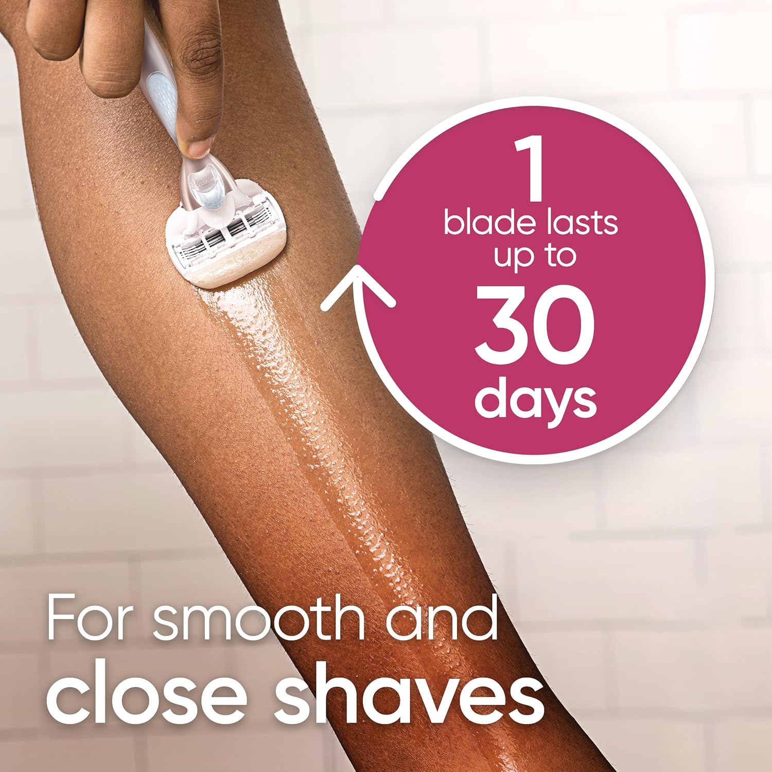 Gillette Venus Razor for Women, ComfortGlide plus Olay Sugarberry, Rose Gold Metal Handle + 4 Blade Refills, 5-Blade Razor Cartridges, Moisture Bars - Image 5