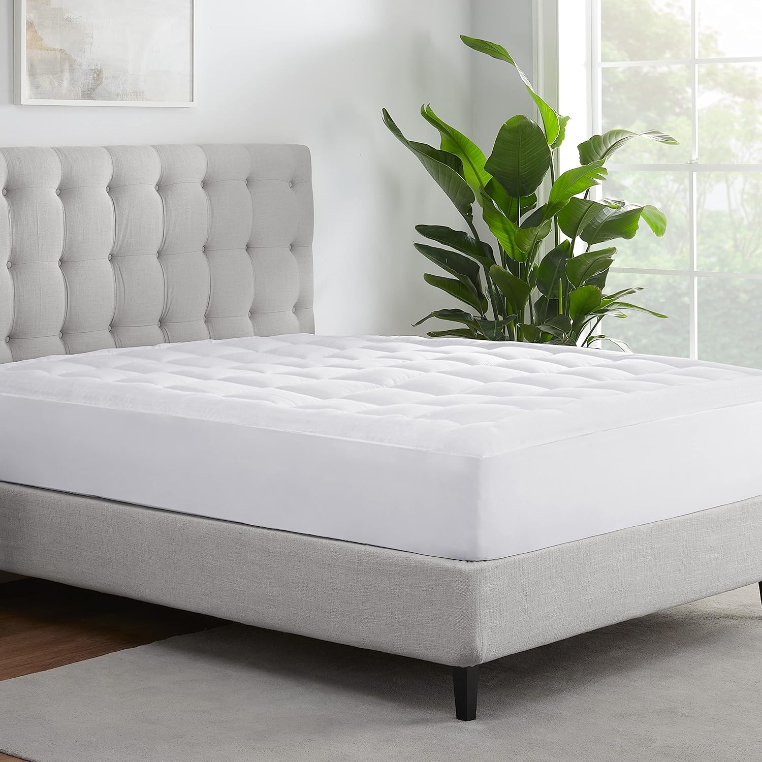 Serta ComfortSure Queen Mattress Cover, Fitted Pillow Top Mattress Pad, Super Soft and Breathable Quilted Cotton Protector with 18" Elastic Deep Pockets for Secure Fit, White - Image 3