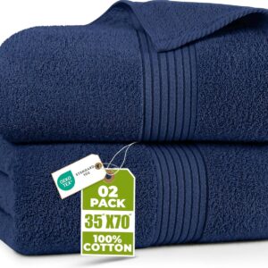 Utopia Towels Bath Sheets 2 Pack, 35×70 Inches, Extra Large Shower Towels, 100% Ring Spun Cotton, Soft and Absorbent, Bath Towel Large, Towel Set, Navy