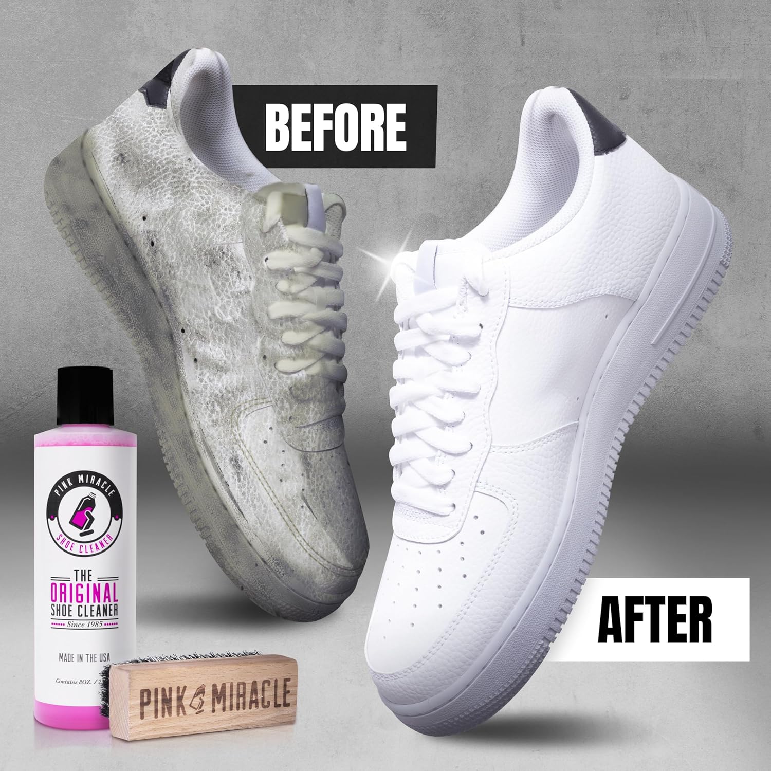Pink Miracle Shoe Cleaner Kit with Bottle and Brush For Fabric Cleaner For Leather, Whites, Suede and Nubuck Sneakers - Image 3