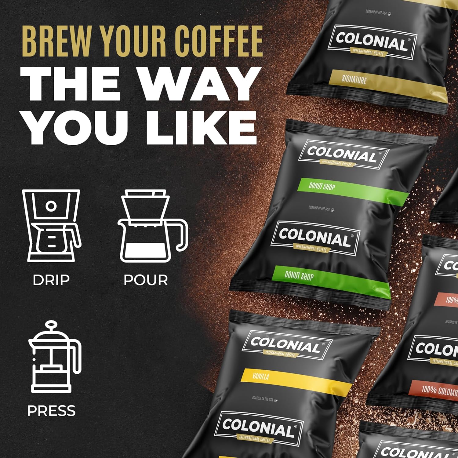 Colonial Coffee 100 Count Single Pot Coffee Packets – 100% Arabica Colombian Medium Roast | Pre-Measured Frac Packs for 12 Cup Maker | Bulk Ground Gourmet Coffee for Home & Office - Image 3
