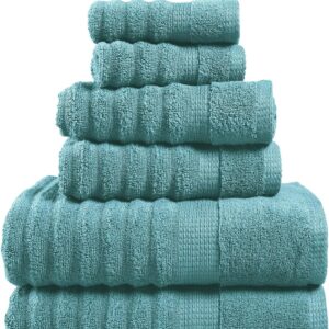 LANE LINEN Large Bath Towels Set – Premium Quality, Soft, 100% Cotton Towels for Bathroom, Hotel & Spa – Includes 2 Bath, 2 Hand & 2 Wash Cloths, Super Absorbent Quick Dry Towel (6 Piece Set) – Teal