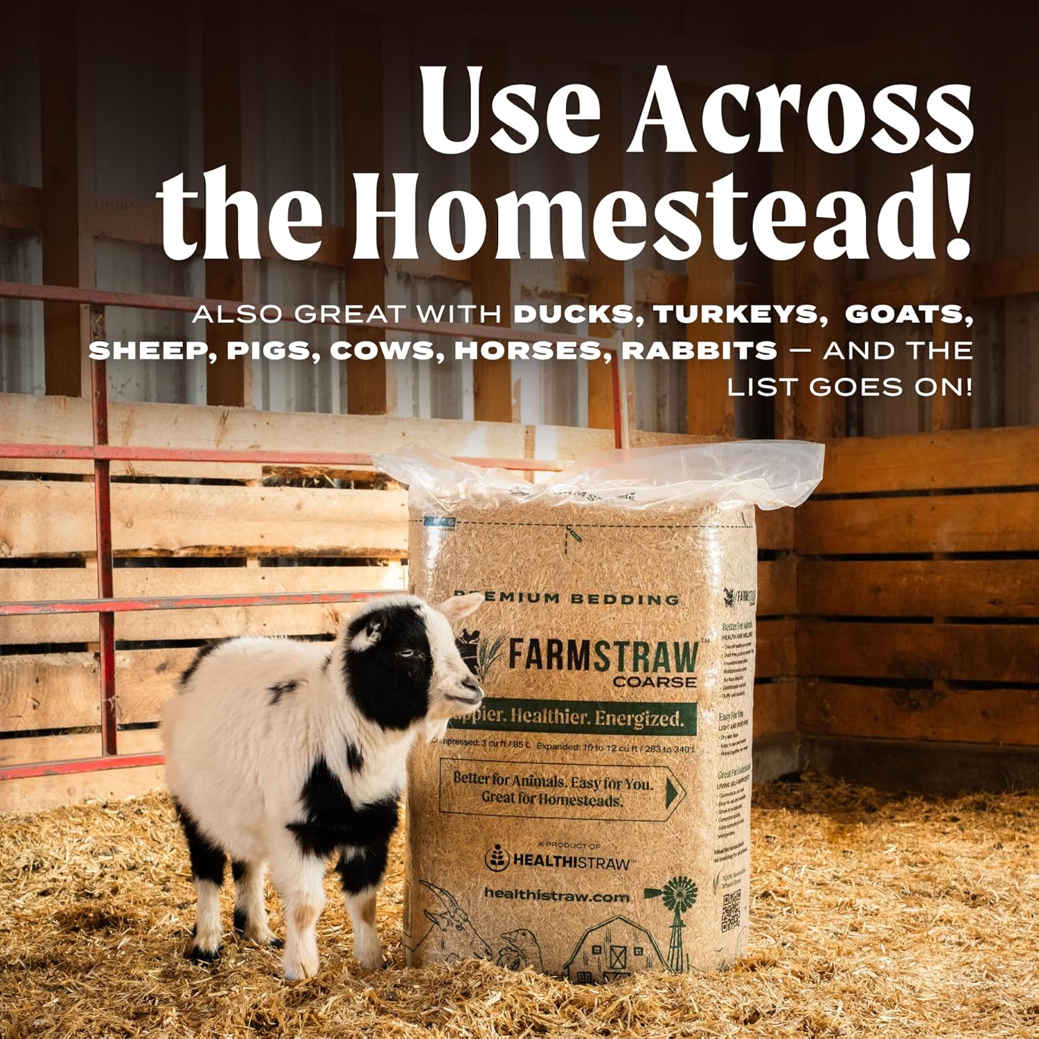 HealthiStraw FarmStraw Coarse Cut 3 cu ft (25lb) Expands up to 10+ cu ft – All-Natural, Wheat Straw Chicken Bedding for Clean, Dry, Odor-Free Coops, Dust-Free, Insulative, Absorbent – Sustainable - Image 9