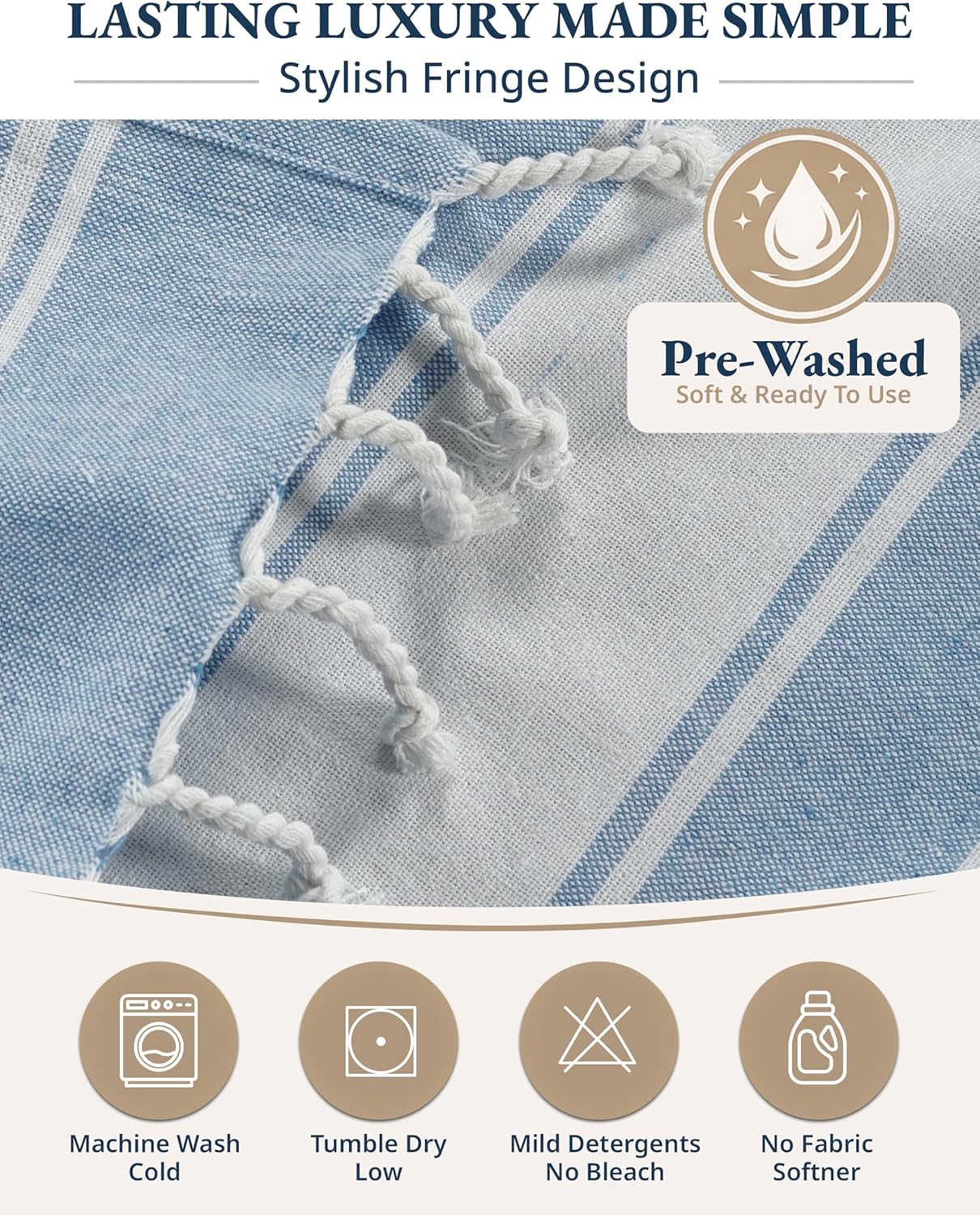 LANE LINEN Beach Towels 6 Pack, Bulk Beach Towels Oversized, Pool Towels for Adults, Pre-Washed, Sand Free Beach Towel, Fast Drying Beach Towel, 39"x71" - Classic Color - Image 8