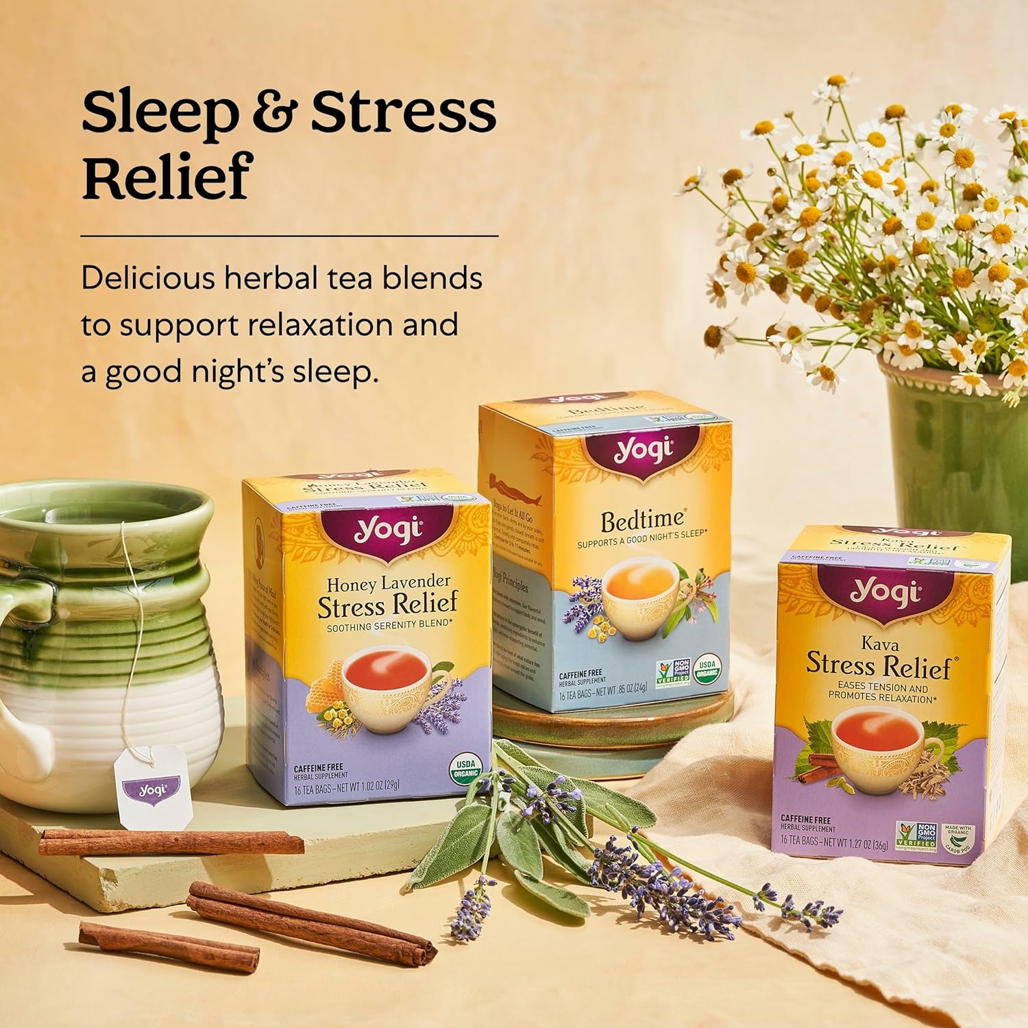 Yogi Tea Honey Lavender Stress Relief Tea - 16 Tea Bags per Pack (6 Packs) - Organic Chamomile Lavender Tea - Includes Lemon Balm, Lemongrass, Spearmint Leaf, Peppermint Leaf, Honey Flavor & More - Image 6