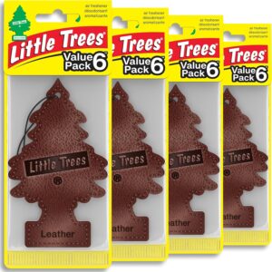 LITTLE TREES Car Air Freshener | Hanging Tree Provides Long Lasting Scent for Auto and Home | Leather, 24 Air Fresheners