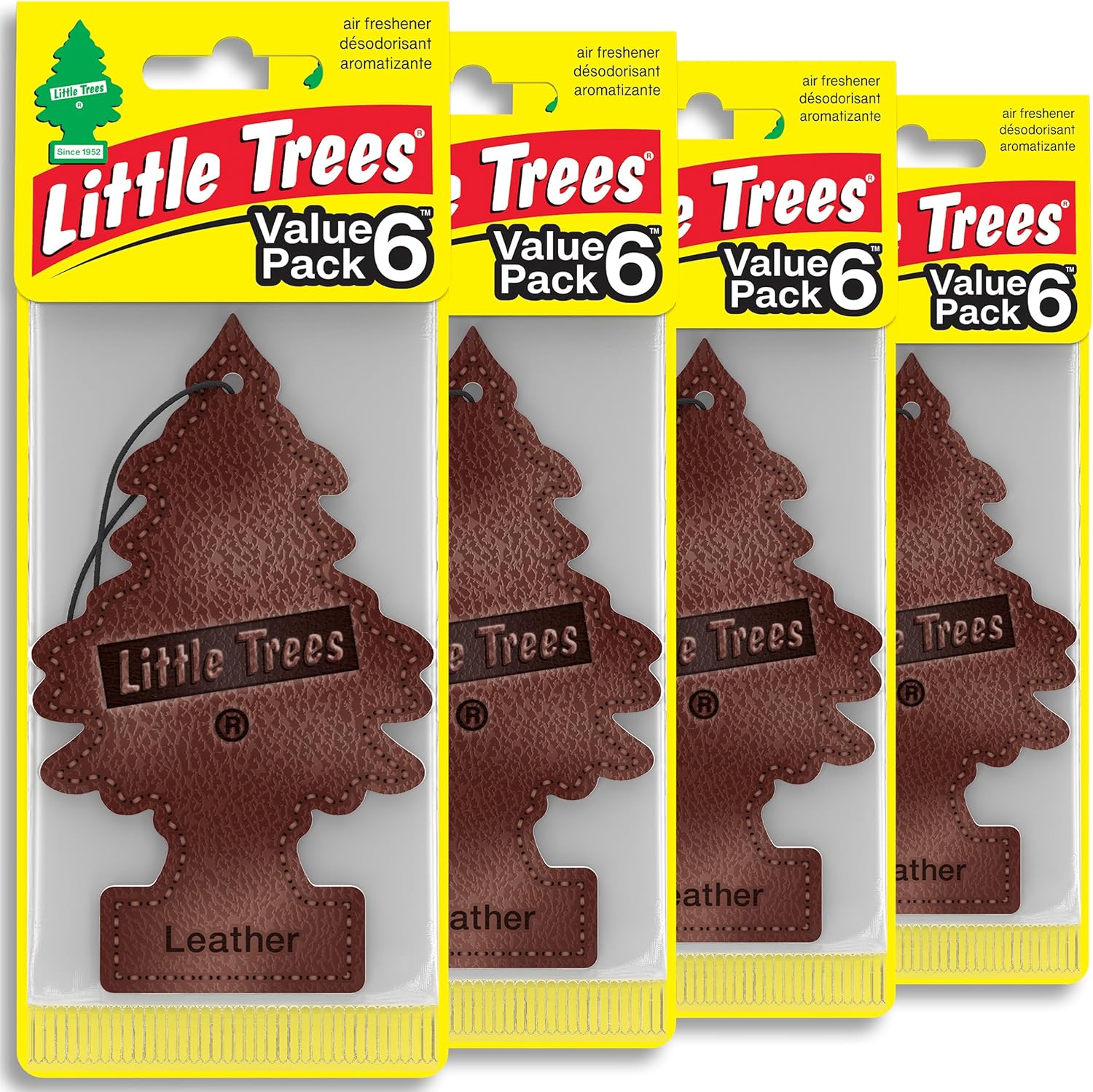 LITTLE TREES Car Air Freshener | Hanging Tree Provides Long Lasting Scent for Auto and Home | Leather, 24 Air Fresheners