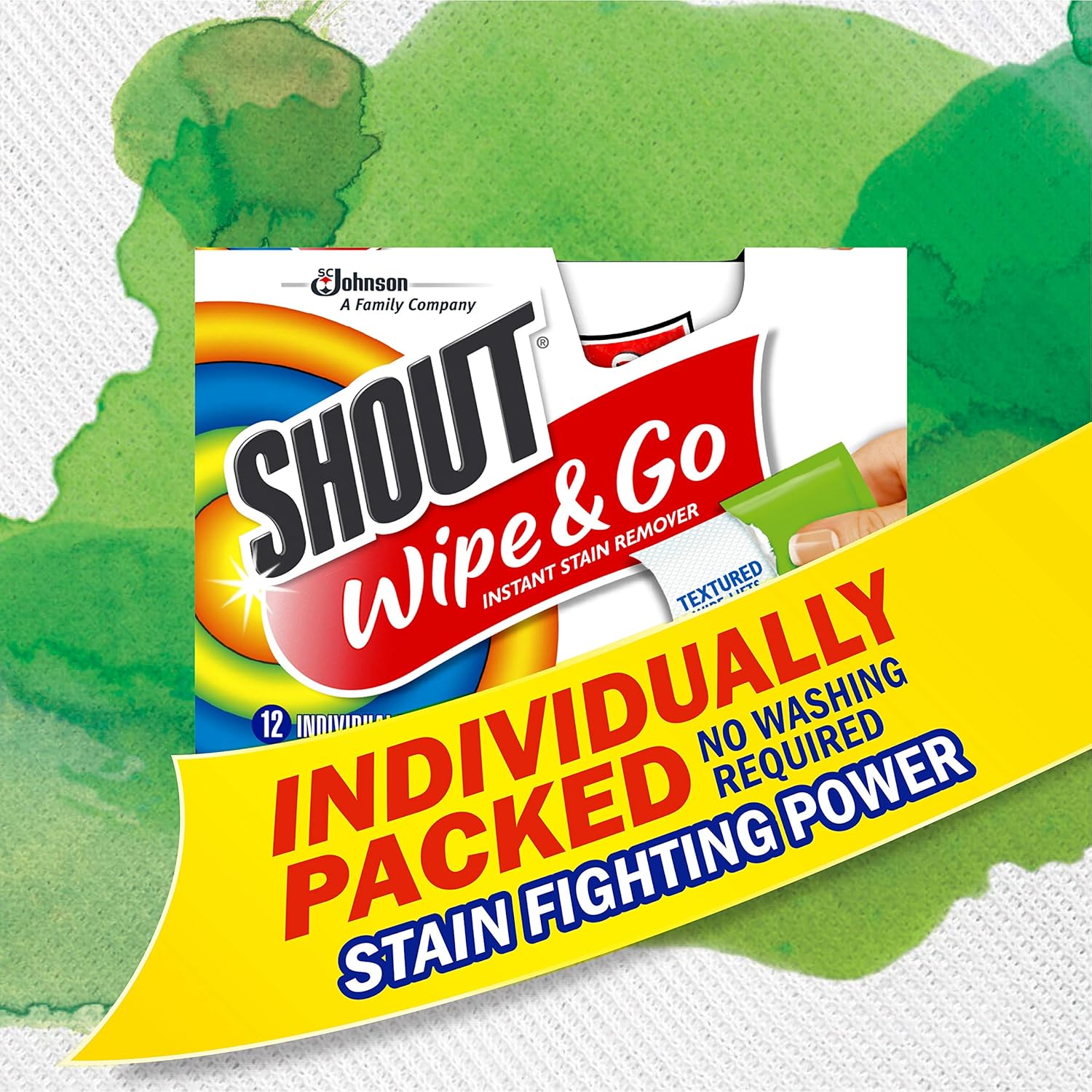 Shout Wipes, Wipe and Go Instant Stain Remover, Laundry Stain and Spot Remover for On-the-Go, 4 Wipes (Pack of 1) - Image 6