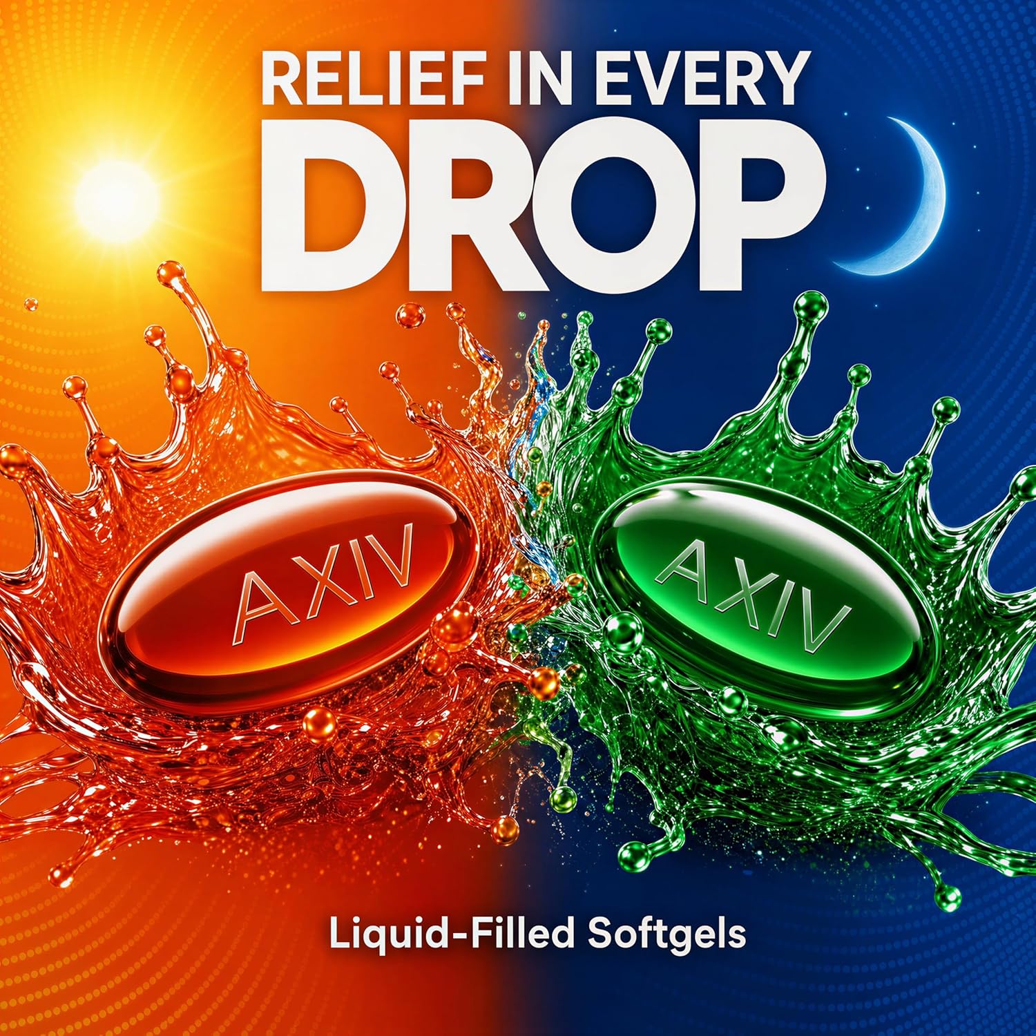 AXIV Day & Night Cold & Flu Medicine Combo Pack Softgels, Daytime & Nighttime Relief for Headache, Fever, Sore Throat, Minor Aches & Pains, & Cough, 48 Softgels - Image 4