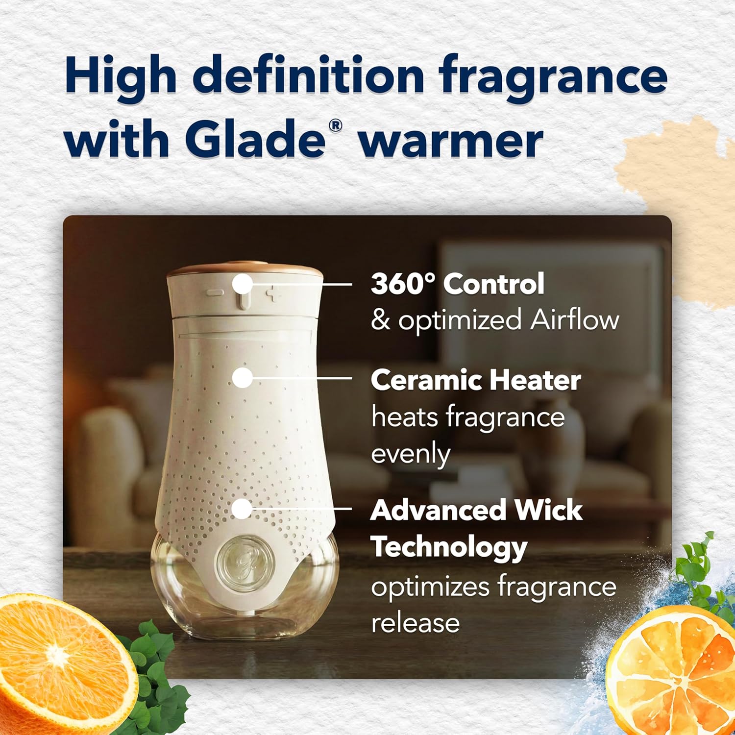 Glade PlugIns Refills Air Freshener Starter Kit, Scented Oil for Home and Bathroom, Coastal Sunshine Citrus, 0.67 Fl Oz, 1 Warmer + 1 Refill - Image 6