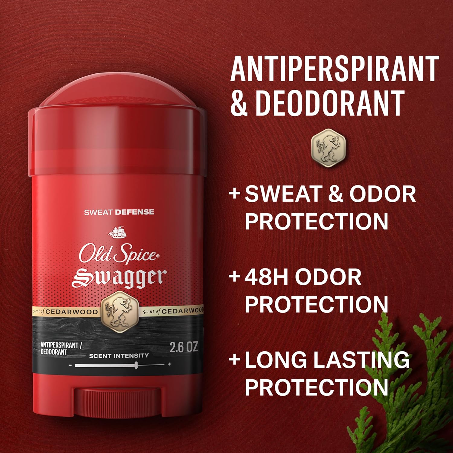 Old Spice Sweat Defense Antiperspirant & Deodorant for Men, 24/7 Ultimate Sweat Protection, Long Lasting Scent, Soft Solid, Swagger with Cedarwood Scent, 2.6 oz - Image 3