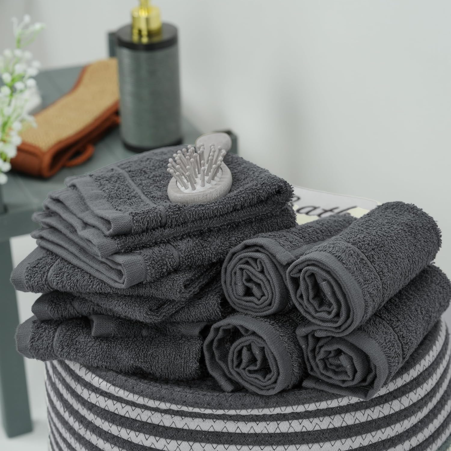 Tens Towels Pack of 60 Washcloths, 12 x 12 Inches, Lighter Weight, Quick to Dry, Super Soft & Absorbent, Gentle Face Towels, Hotel Quality, Perfect for Bathroom, Gym, Spa, Dark Grey - Image 3