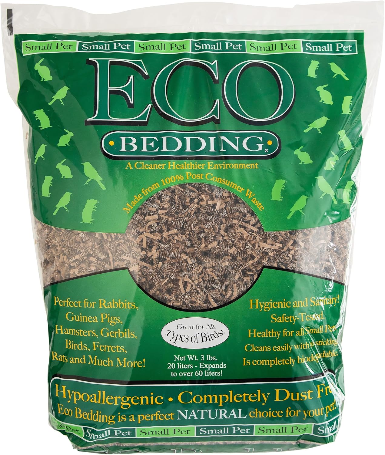 ECO BEDDING 99% Dust-Free Paper Bedding for Small Pets and Birds, Eco Natural, 1.5 lb - Safe, Clean, Ideal Nesting & Burrowing Material for Comfort - Image 2