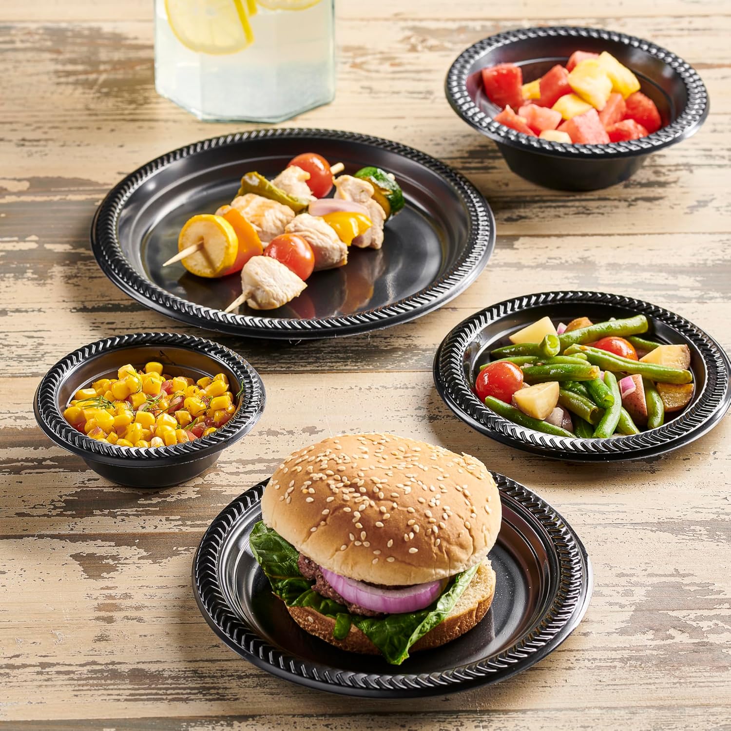 PLASTICPRO 100 PCS Black Plastic Plates Light Weight 9 Inch Plastic Dinner Plates Black Plates Disposable for Party and Wedding - Image 5