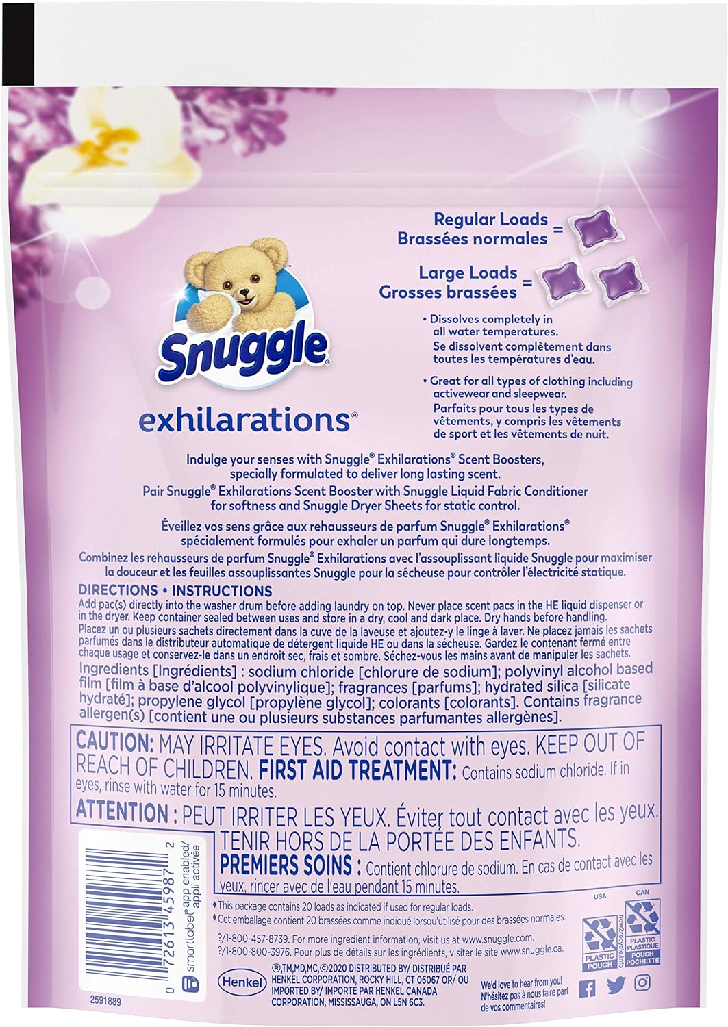 Snuggle Exhilarations in Wash Laundry Scent Booster Pacs, Lavender & Vanilla Orchid, 20 Count - Image 3