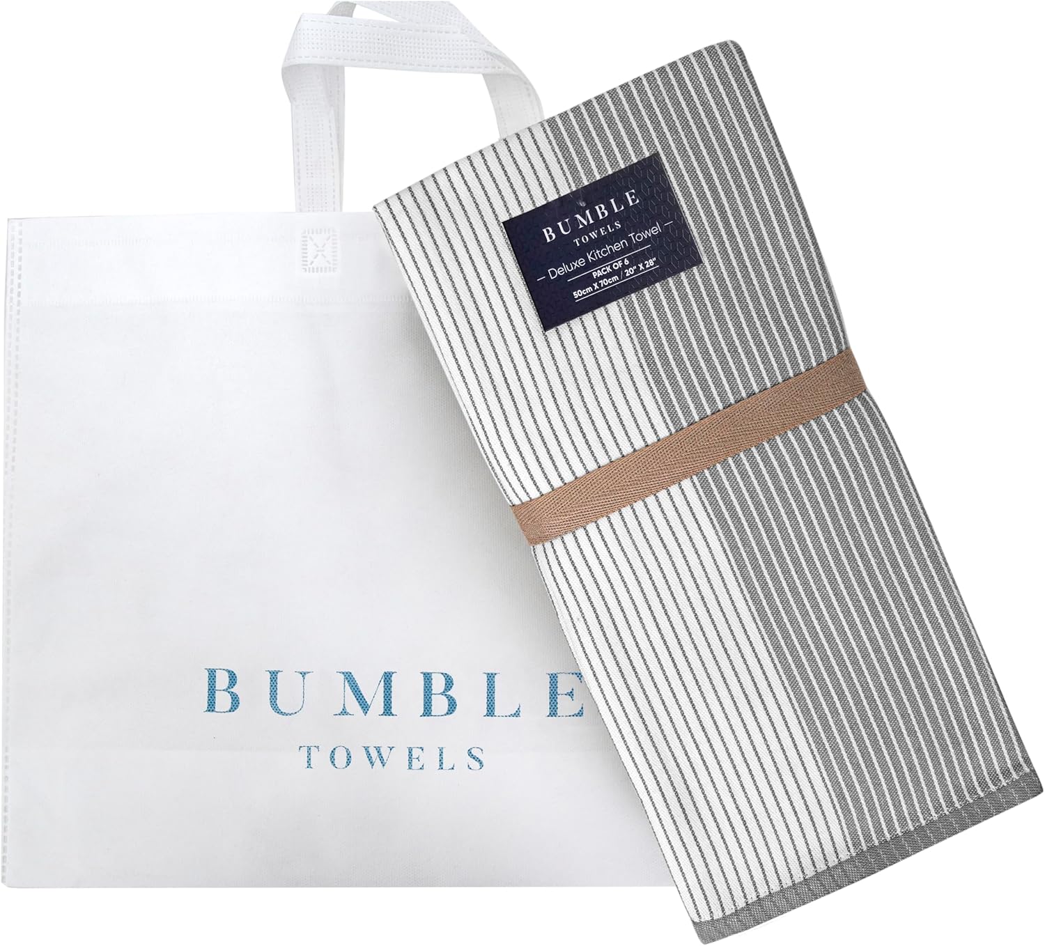Premium Kitchen Towels (20”x 28”, 6 Pack) | Large Cotton Dish Towels | Flat & Terry Highly Absorbent Kitchen Linen Set with Hanging Loop | Gray - Image 5