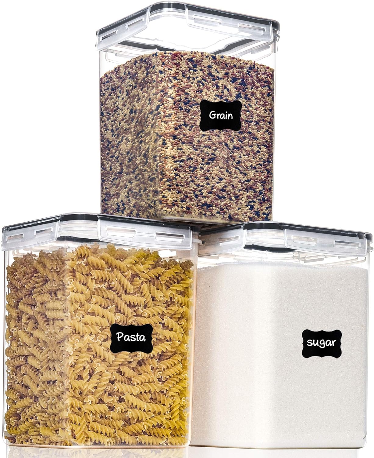 PANTRYSTAR Large Food Storage Containers with Lids Airtight 5.2L /176Oz, for Flour, Sugar, Baking Supply, 3PCS BPA Free Plastic Canisters for Kitchen Pantry Organization - Image 2