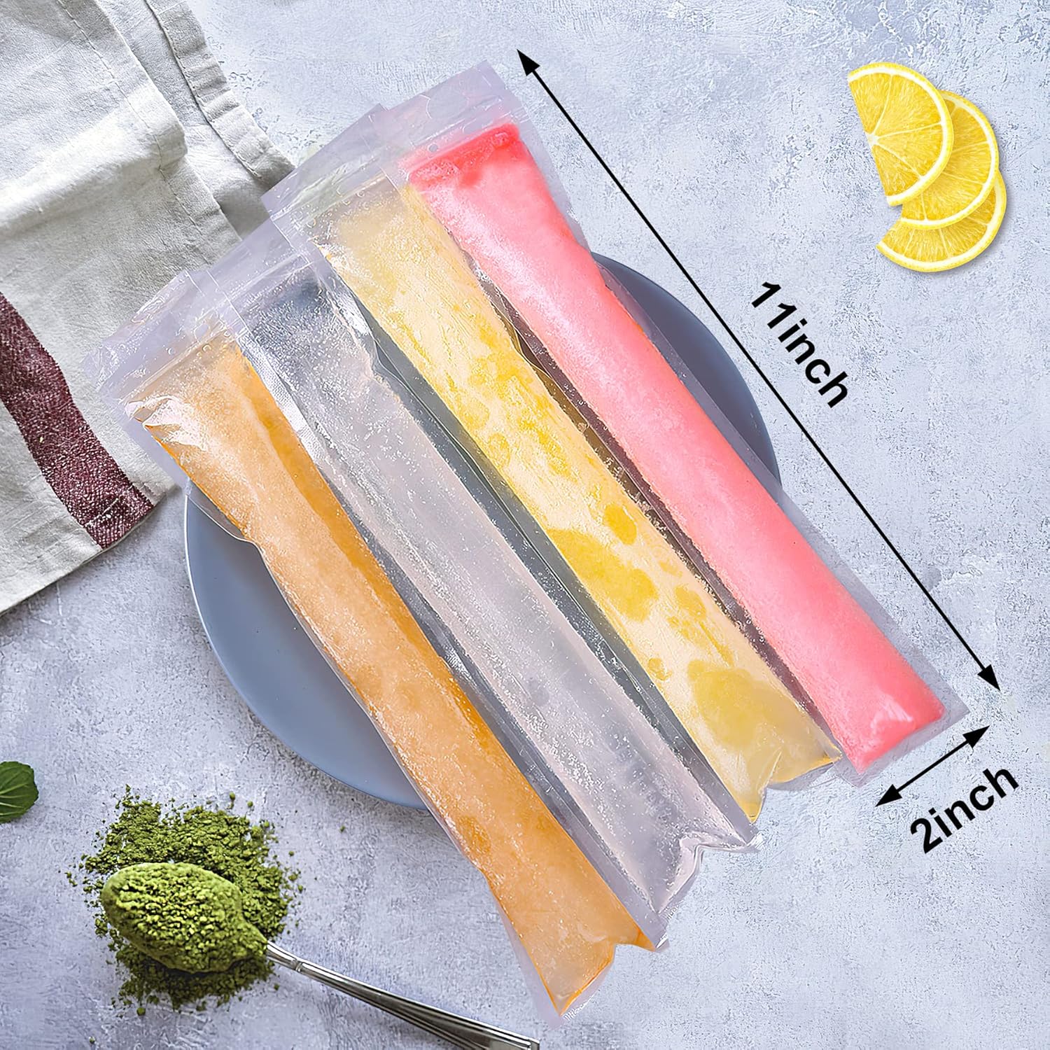 160 Disposable Ice Popsicle Mold Bags| BPA Free Freezer Tubes With Zip Seals | For Healthy Snacks, Yogurt Sticks, Juice & Fruit Smoothies, Ice Candy Pops| Comes With A Funnel (11"x2") - Image 4
