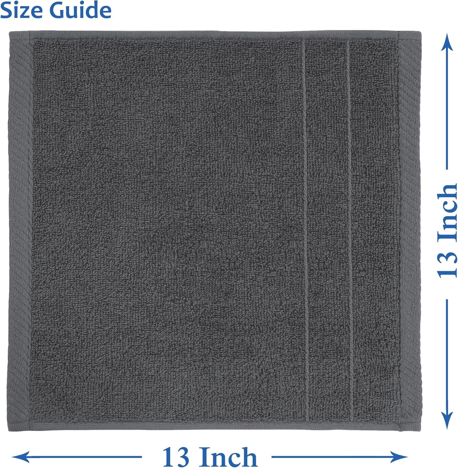 Casa Platino Wash Cloths Pack of 6-100% Cotton Washcloths for Daily use - 13"x13"- Soft, Gentle on Skin, Durable Stitching & Absorbent - Designed for Everyday Showers and Cleansing - Cool Grey - Image 3