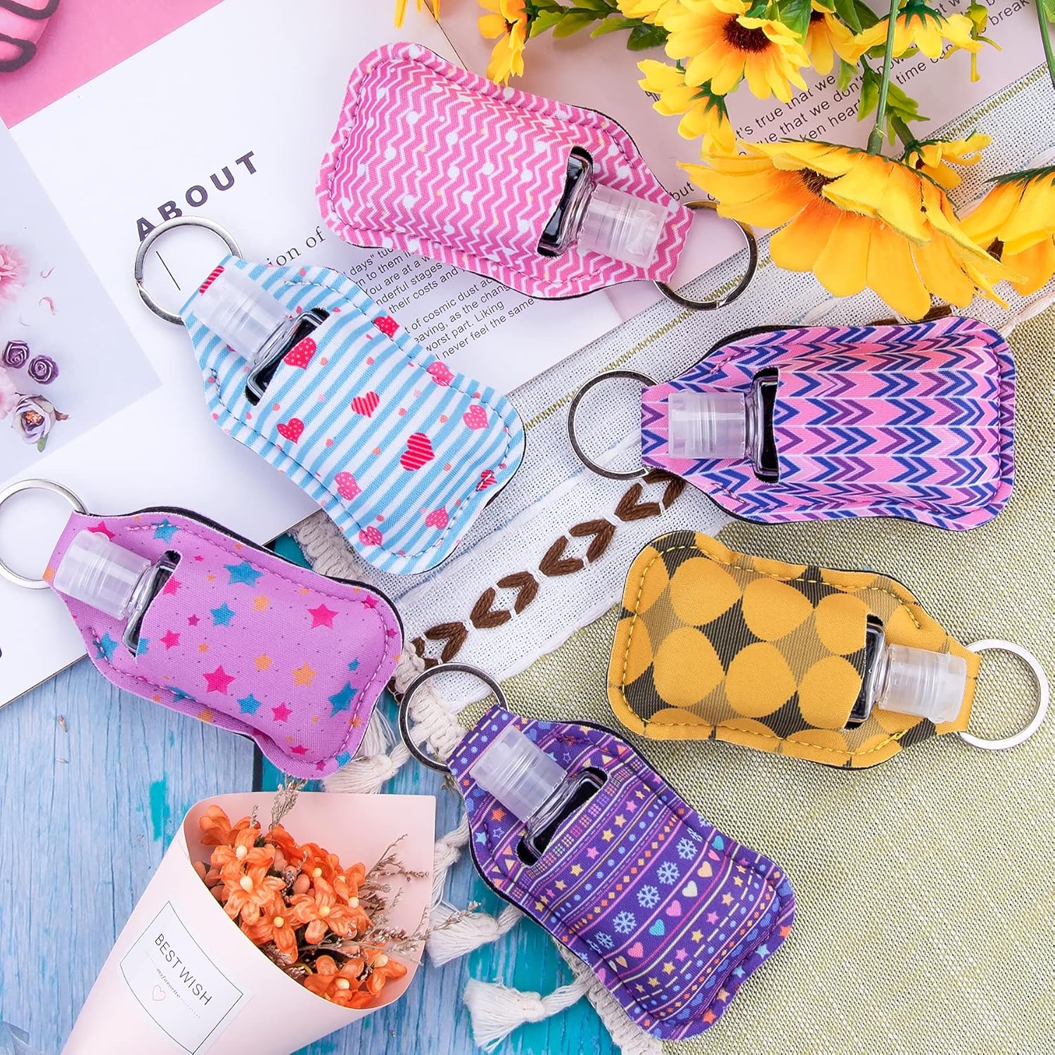 Duufin 60 Pcs Hand Sanitizer Keychain Holders Set with 30 Pcs Empty Bottles 30 Pcs Hand Sanitizer Holder for Backpack Purse - Image 7