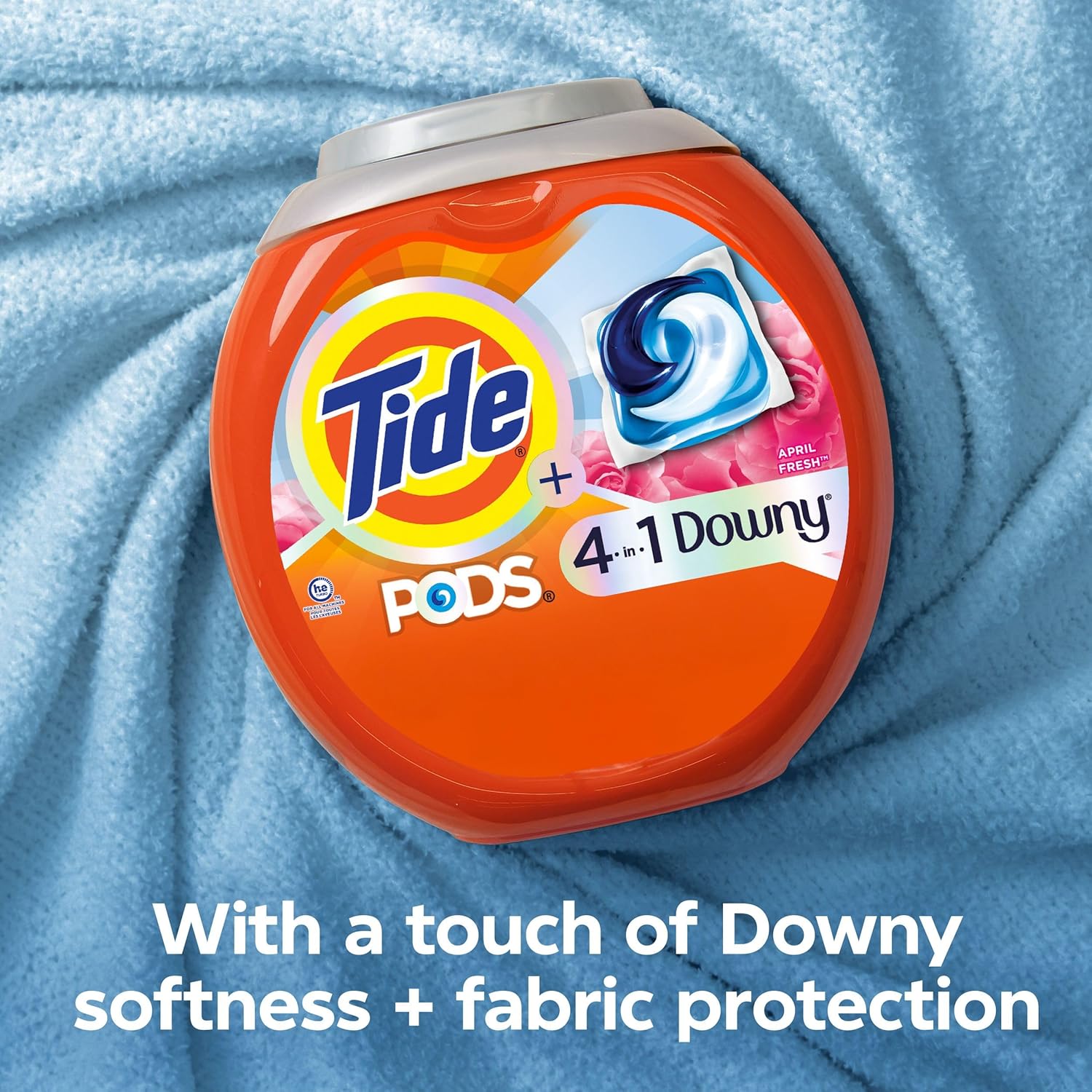 Tide PODS Laundry Detergent Soap with Downy 4-in-1 Stain Remover Freshness Softness Detergent pacs, April Fresh Scent, 57 Count - Image 4