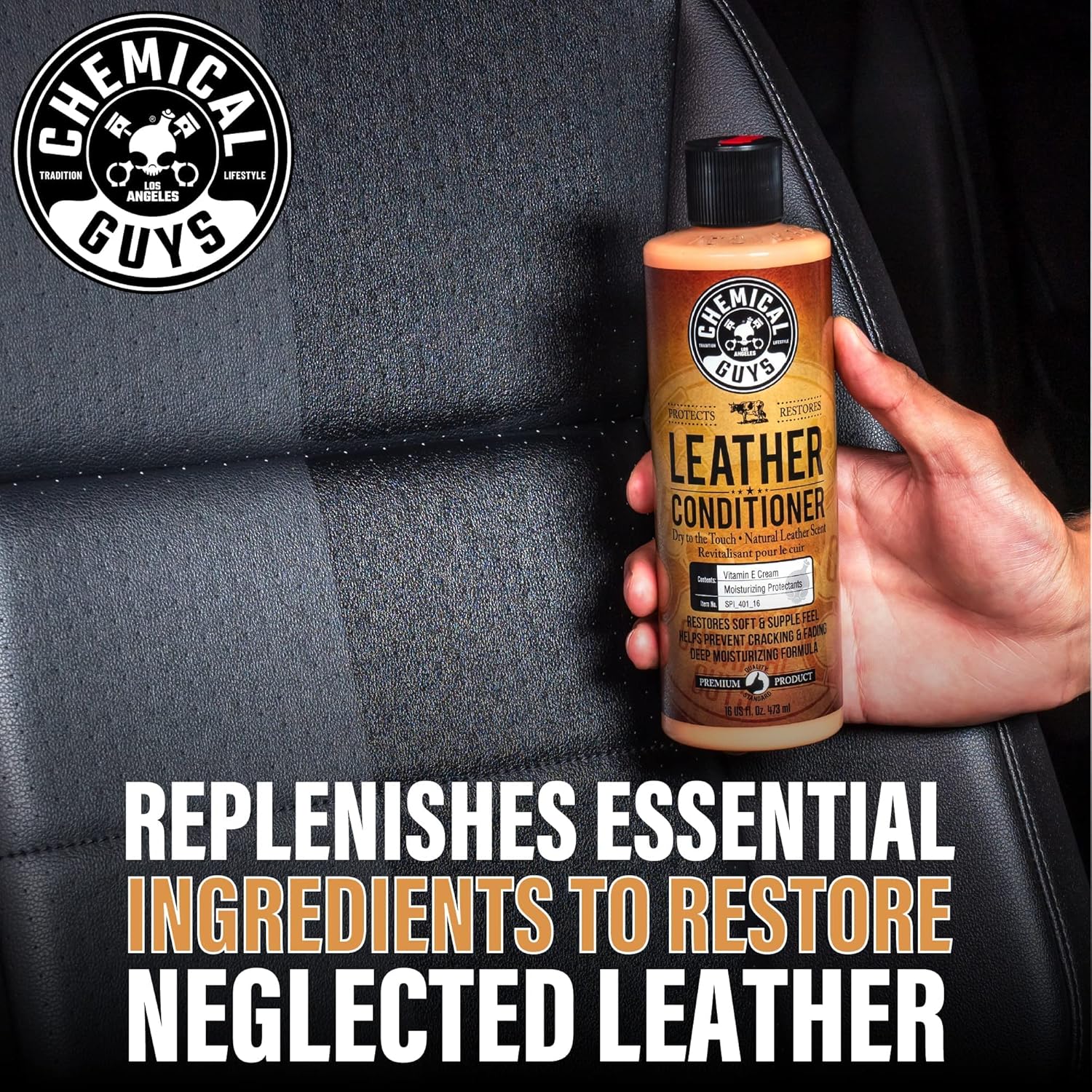 Chemical Guys Leather Cleaner and Conditioner Kit - Car Cleaner and Conditioner, Safely Cleans & Conditions Leather Car Interiors, Furniture, Shoes, Boots, Bags, Apparel & More, 2 Bottles (16 oz Each) - Image 8