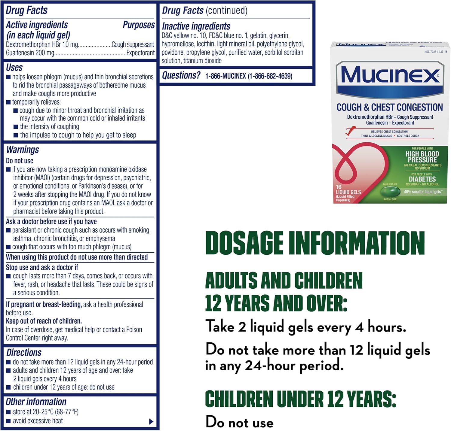 Mucinex Cough & Chest Congestion High Blood Pressure Liquid Gels, 16 ct. - Image 3