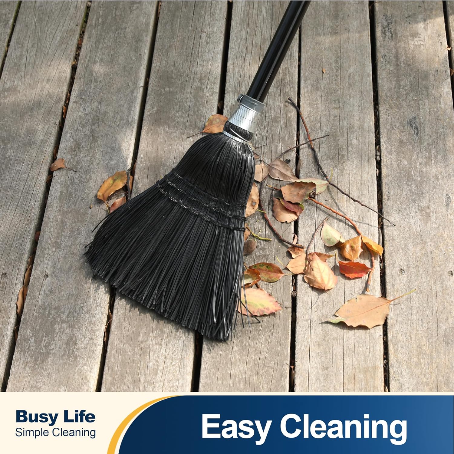 Yocada Broom Commercial Indoor Outdoor Broom 55.5 inch Tall for Courtyard Garage Lobby Mall Market Floor Home Office Leaves Stone Dust Rubbishb Black - Image 7