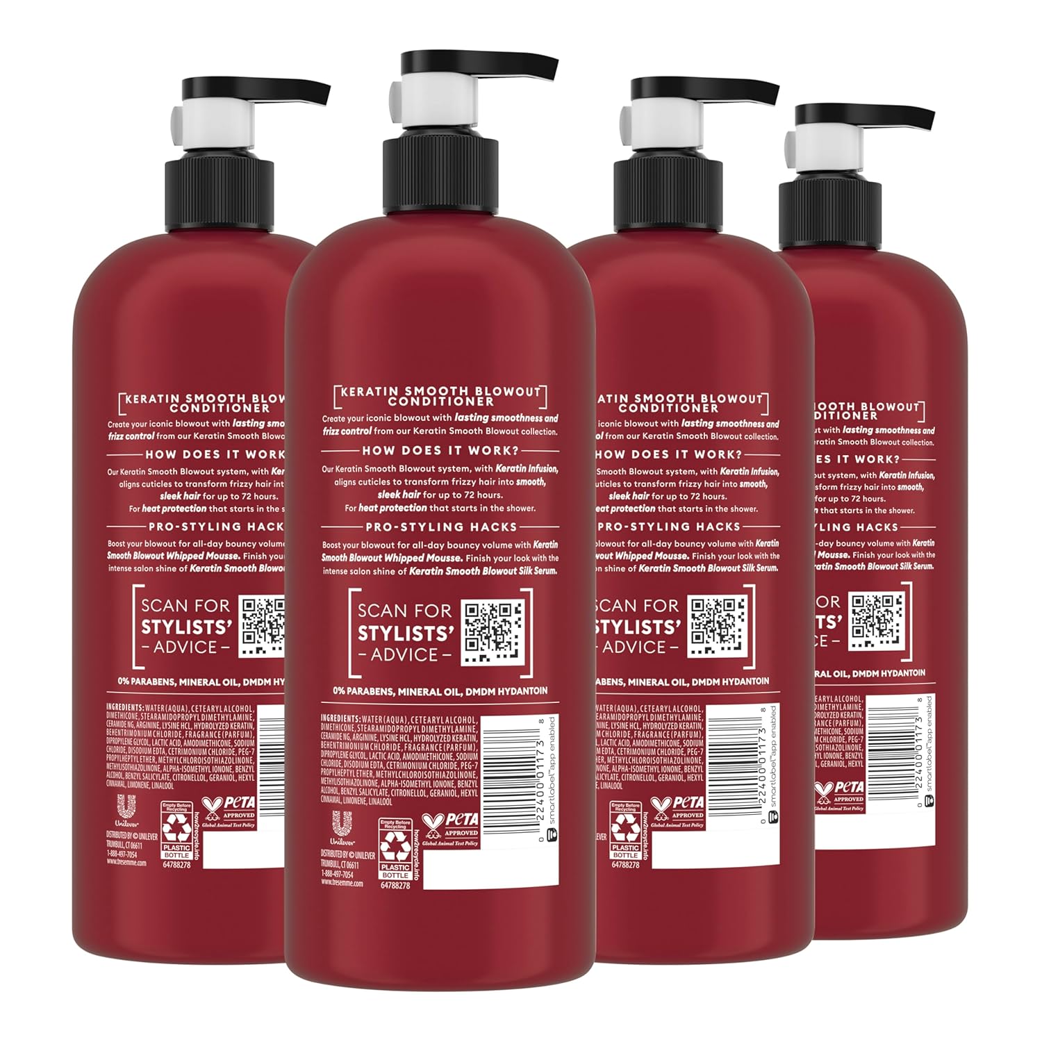 TRESemmé Keratin Smooth Conditioner 4 pack for Frizzy Hair, Formulated with Lamellar-Discipline, 28 Fl Oz - Image 3