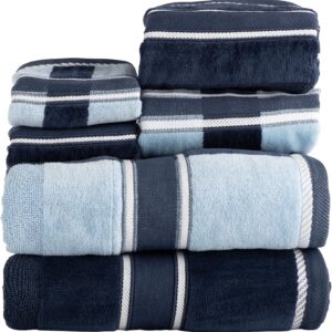 Lavish Home 6 Piece Bathroom Towels Set – 525 GSM 100% Cotton Bathroom Accessories – 2 Bath Sheets, 2 Hand Cloths , and 2 Wash Cloths – Soft Towel Set for Shower, Gym, Dorm, and Spa (Navy)