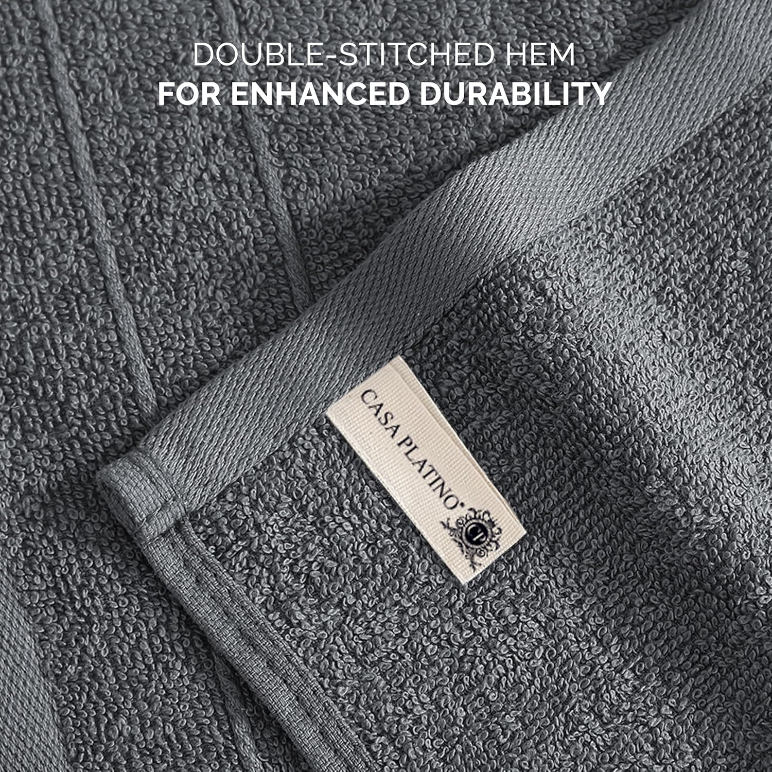 Casa Platino Wash Cloths Pack of 6-100% Cotton Washcloths for Daily use - 13"x13"- Soft, Gentle on Skin, Durable Stitching & Absorbent - Designed for Everyday Showers and Cleansing - Cool Grey - Image 6
