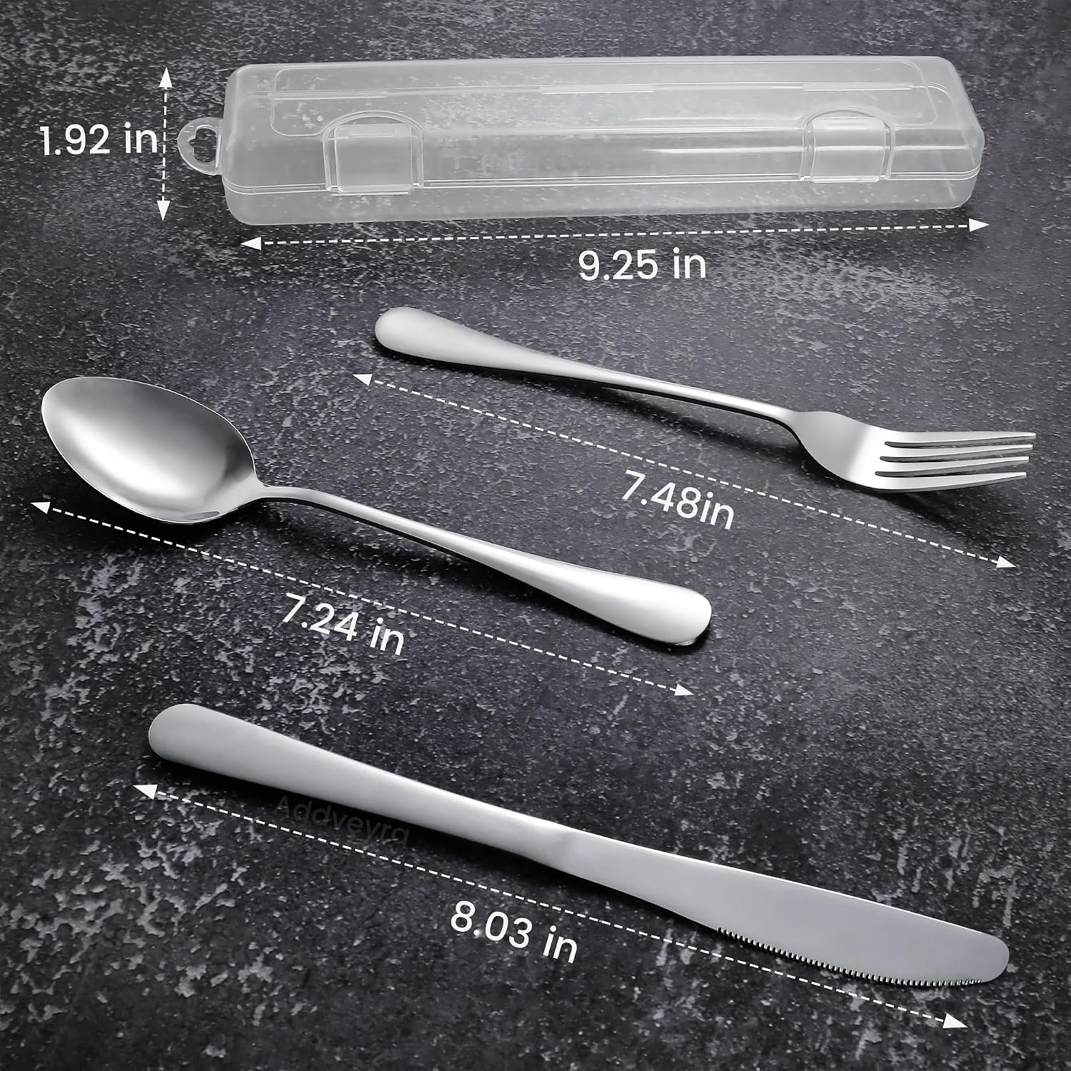 Travel Utensils with Case Stainless Steel Knife Fork Spoon Set Reusable Cutlery for Lunch Box Portable Silverware Kit(Silver) - Image 5