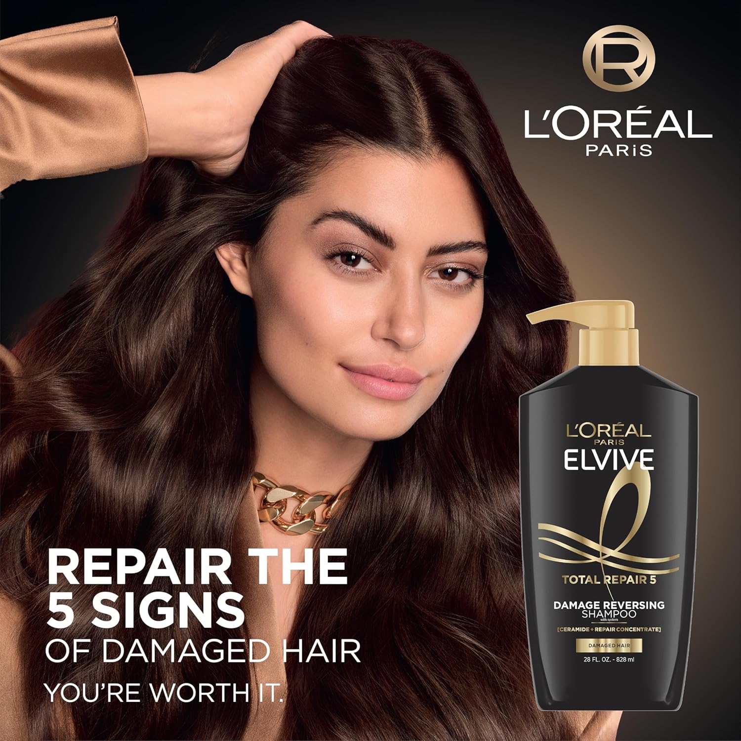 L'Oreal Paris Elvive Total Repair 5 Damage Reversing Shampoo and Conditioner Set for Dry and Damaged Hair, Hair Repair Formula with Protein and Ceramide, 56 Fl Oz Set - Image 4