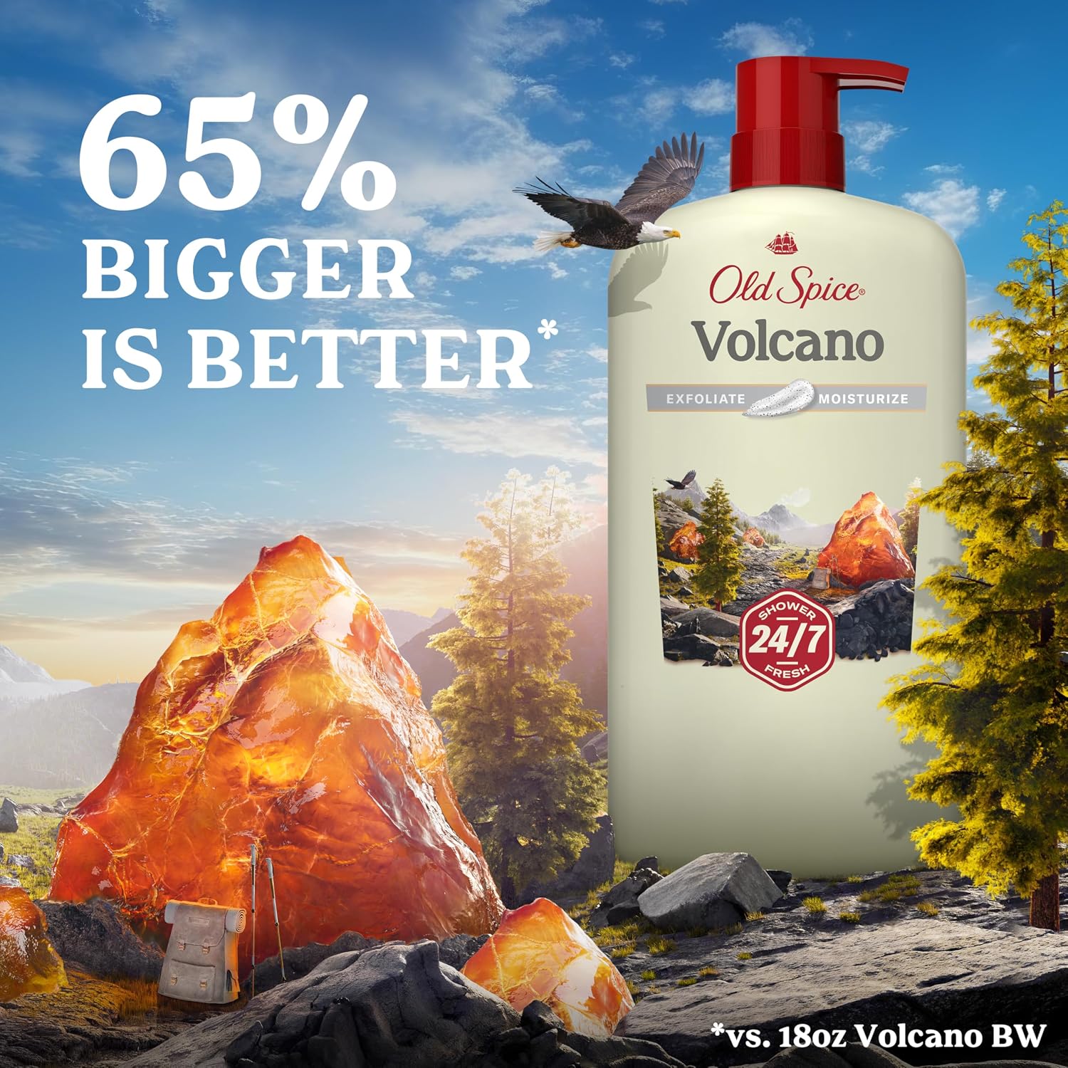 Old Spice Cleansing Body Wash for Men, 24/7 Shower Fresh with Lasting Scent, Exfoliate & Moisture, Gentle on Skin, Vitamin B3, Volcano with Dark Cedar + Amber Scent, 30 oz - Image 7