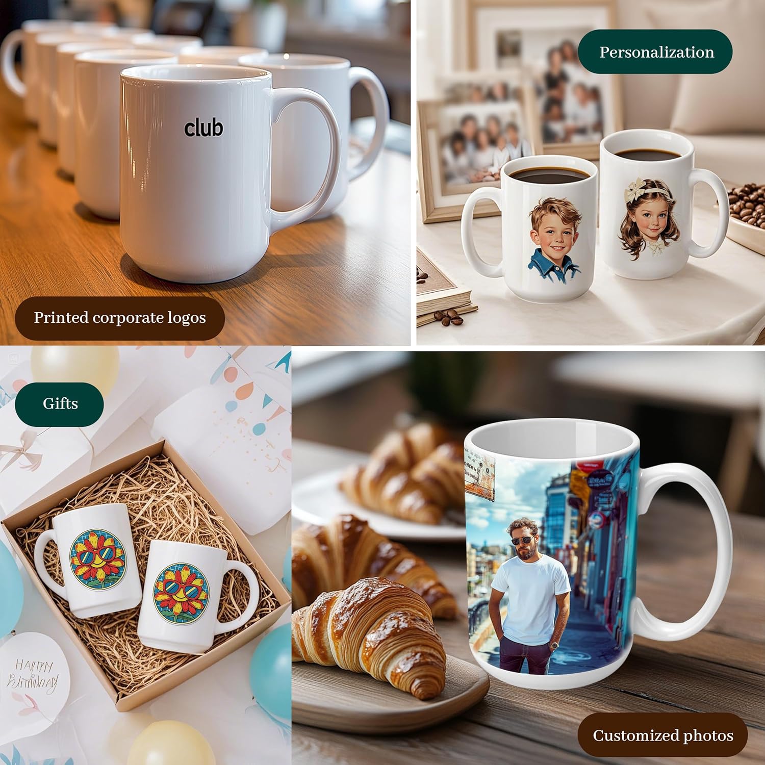 Joyclub Graduation Gifts 12 Set Sublimation Mugs Blank 15 oz Coffee Mugs Bulk White Ceramic Cups with Handle Tazas Para Sublimar for Coffee Latte Tea Milk Soup DIY Gifts - Image 3
