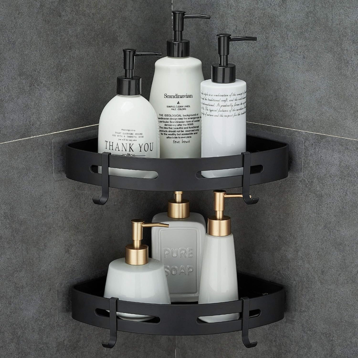 Adhesive Corner Shelf Bathroom Shower Caddy Organizer for Kitchen Toilet No Drilling 2-Tier Bathroom Corner Shelves Shower Caddies - Image 2