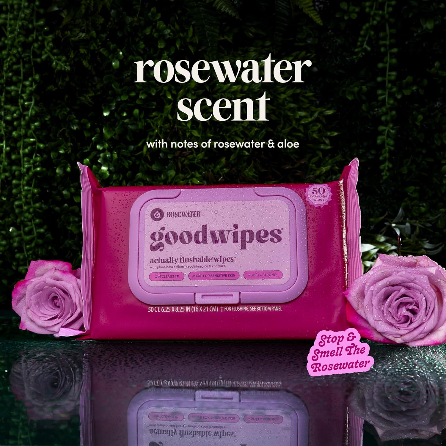 goodwipes Flushable Wipes - Rosewater Wet Wipes for Adults, Sewer & Septic Safe, Guest Bathroom Essentials for Women & Men, pH Balanced & Extra Large, 153 Count (3 Packs and 3 Singles) - Image 9