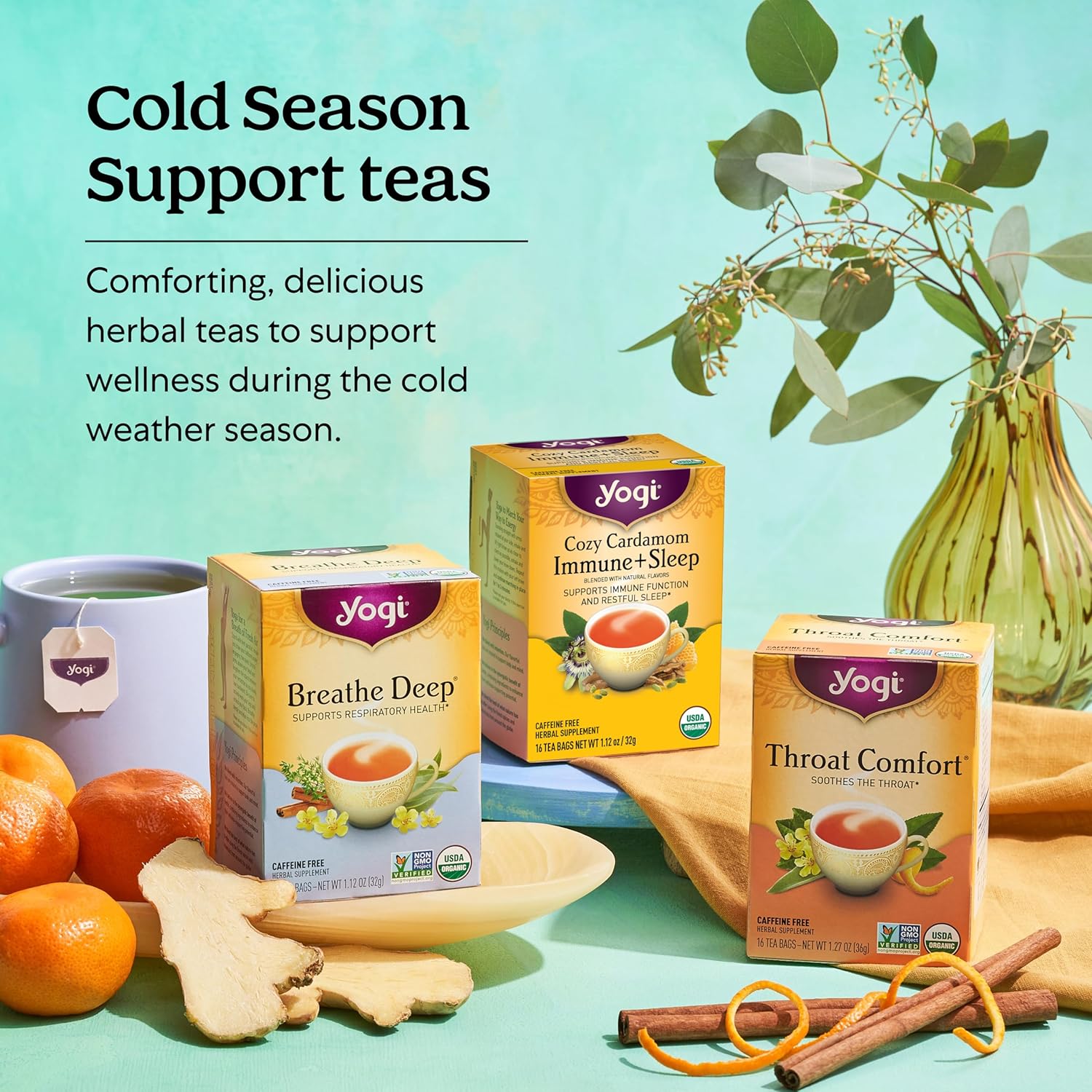 Yogi Get Well Tea Sampler (6 pk, 16 ea) - Organic Herbal Teas for Immune Support - Image 9