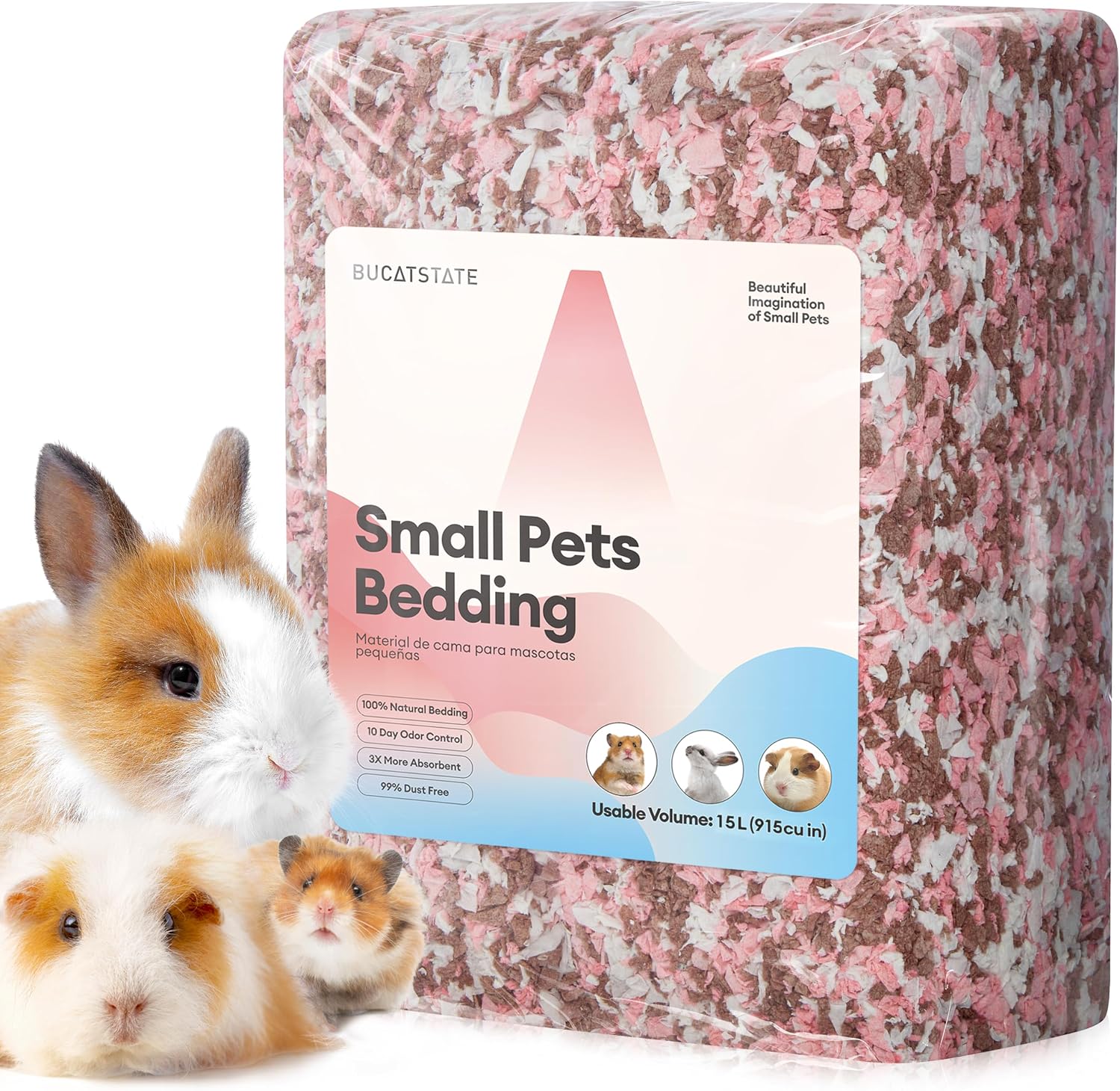 BUCATSTATE Hamster Bedding 15L, 99% Dust-Free Guinea Pig Paper Bedding Odor Control Paper Bedding, Cozy Small Animal Bedding for Rabbit Rat Syrian Dwarf Hamsters Gerbils (Blossom) - Image 2